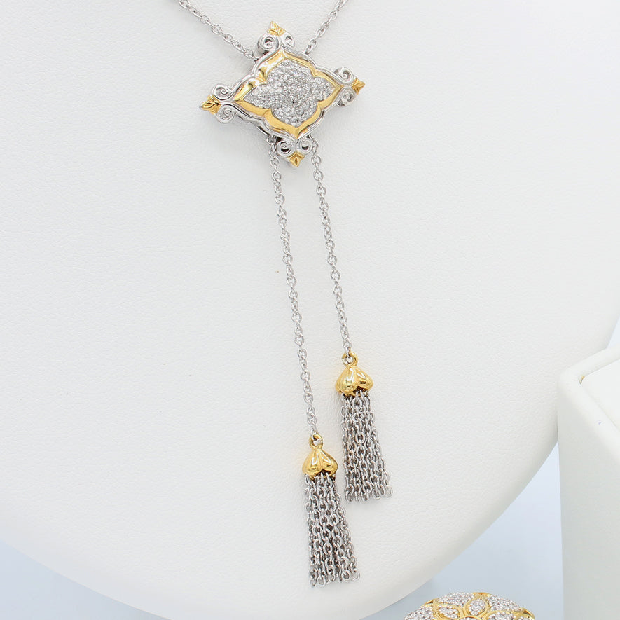 Gems en Vogue 0.31ctw Diamond Cluster Adjustable Bolo Necklace