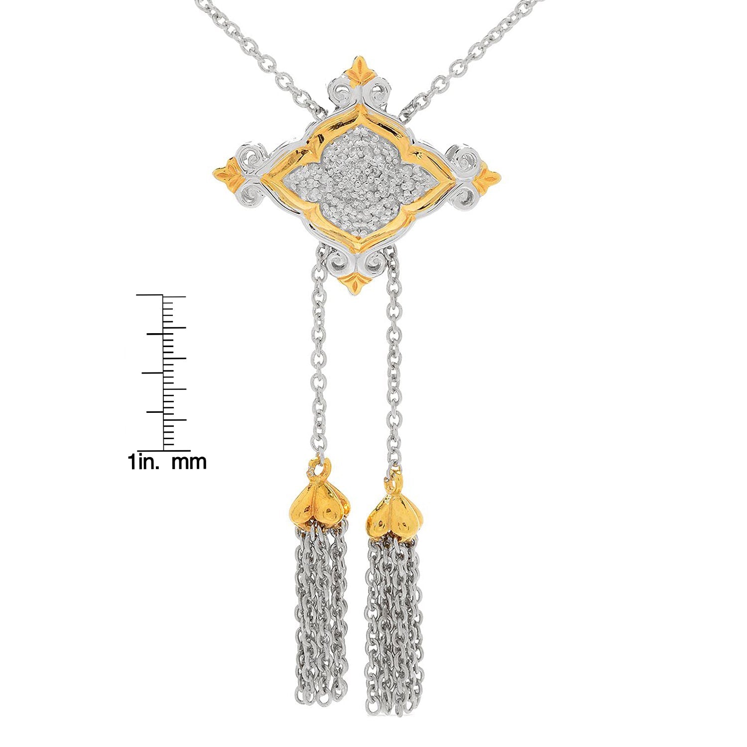 Gems en Vogue 0.31ctw Diamond Cluster Adjustable Bolo Necklace