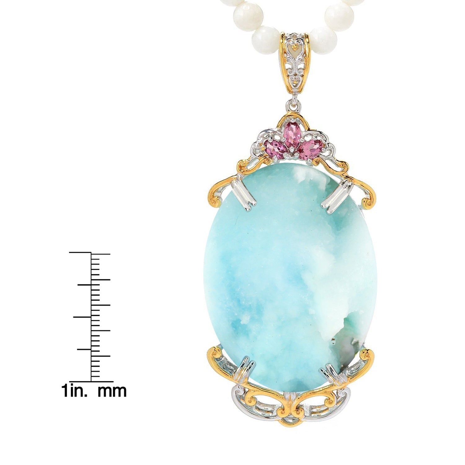 Gems en Vogue Hemimorphite Druzy Pendant with Coral Necklace