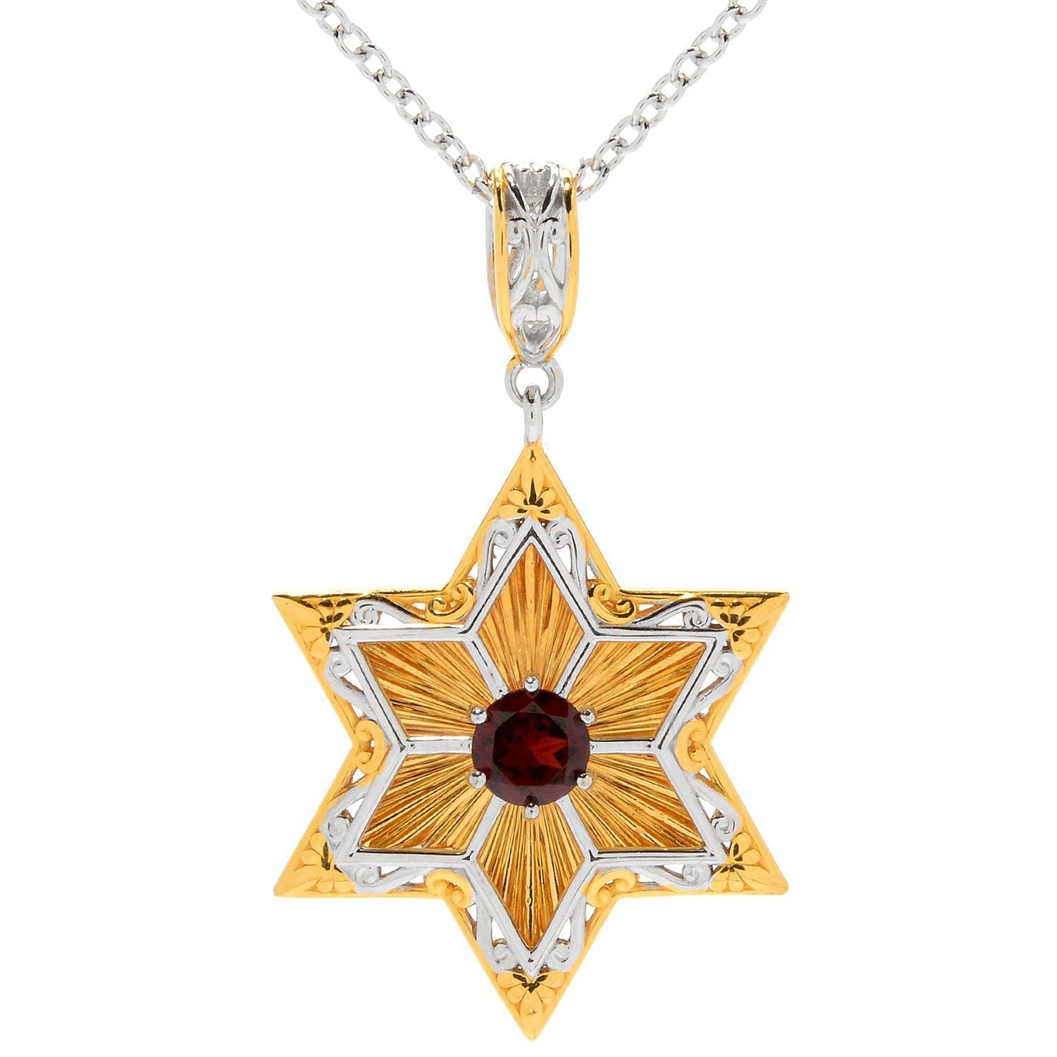Gems en Vogue Birthstone Star of David & Prayer Pendant