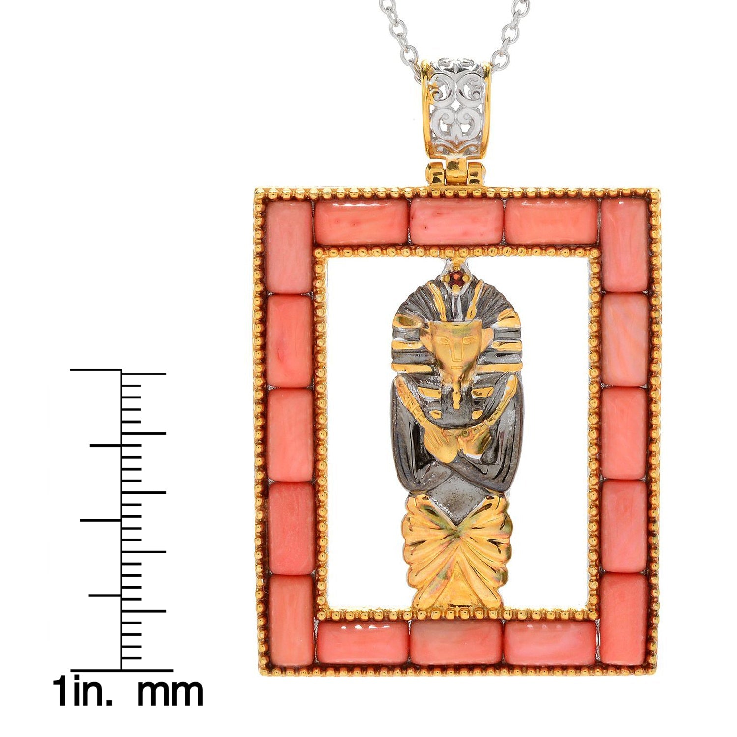 Gems en Vogue Cleopatra Salmon Coral & Garnet Egyptian Pharaoh Pendant