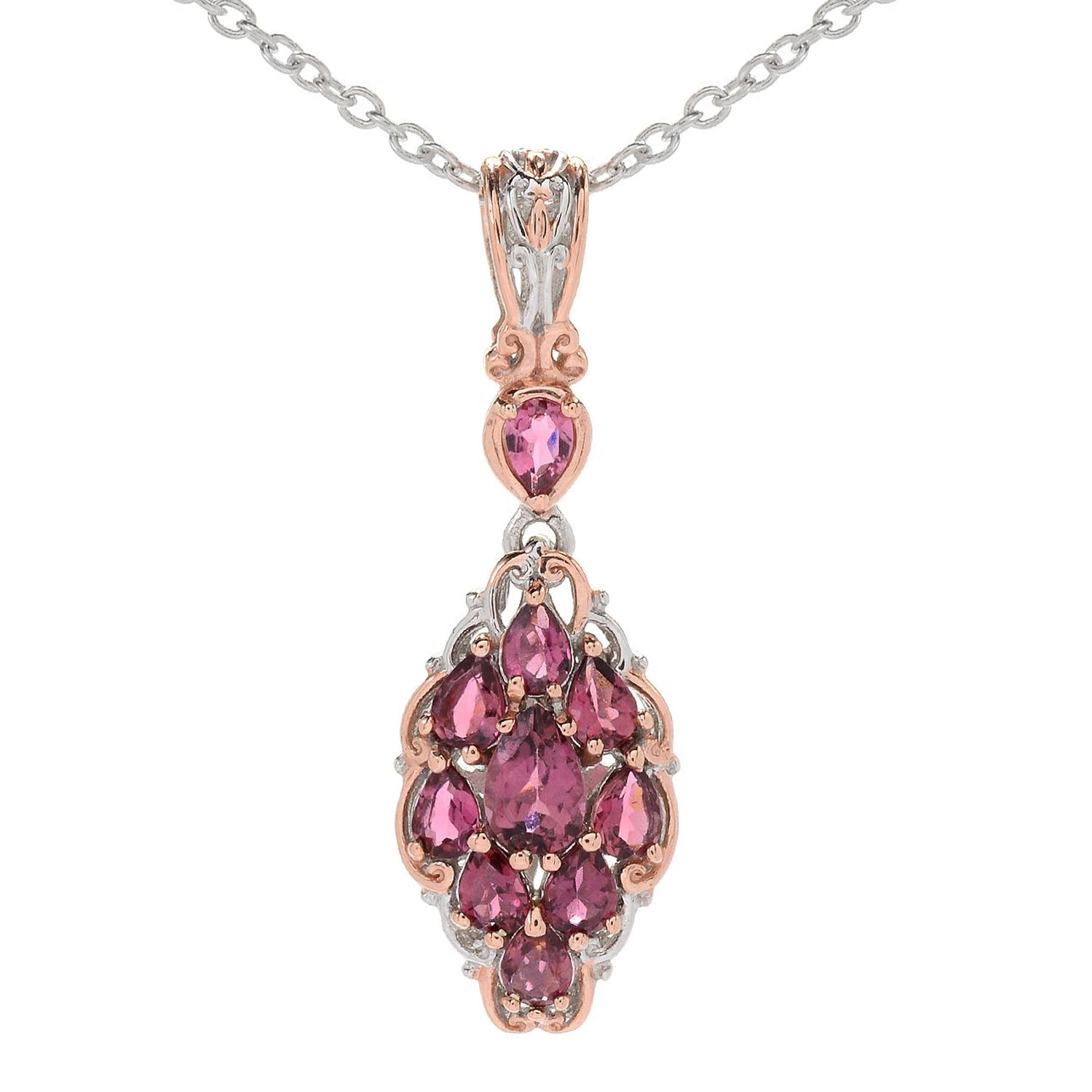 14K Rose Gold, Pink Tourmaline and Diamond Branch Necklace