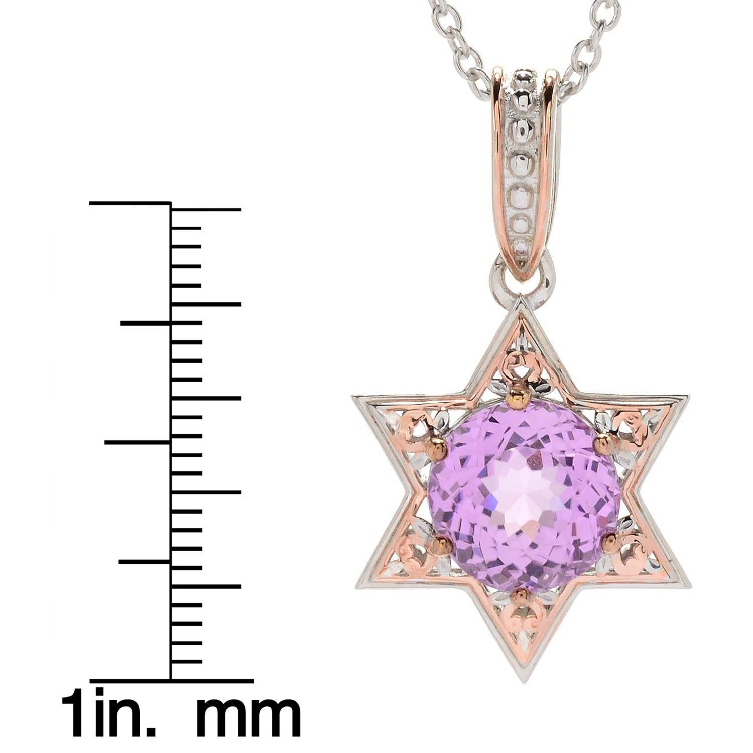 Gems en Vogue 4.79ctw Kunzite Star of David Pendant