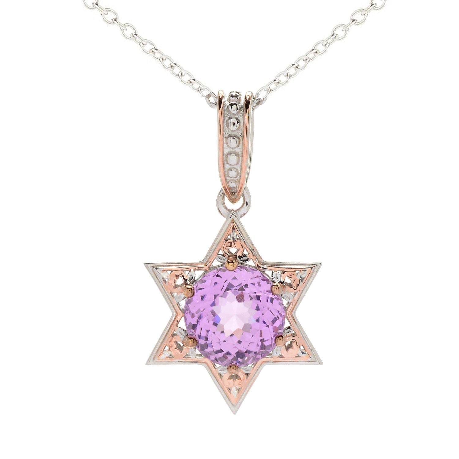 Gems en Vogue 4.79ctw Kunzite Star of David Pendant