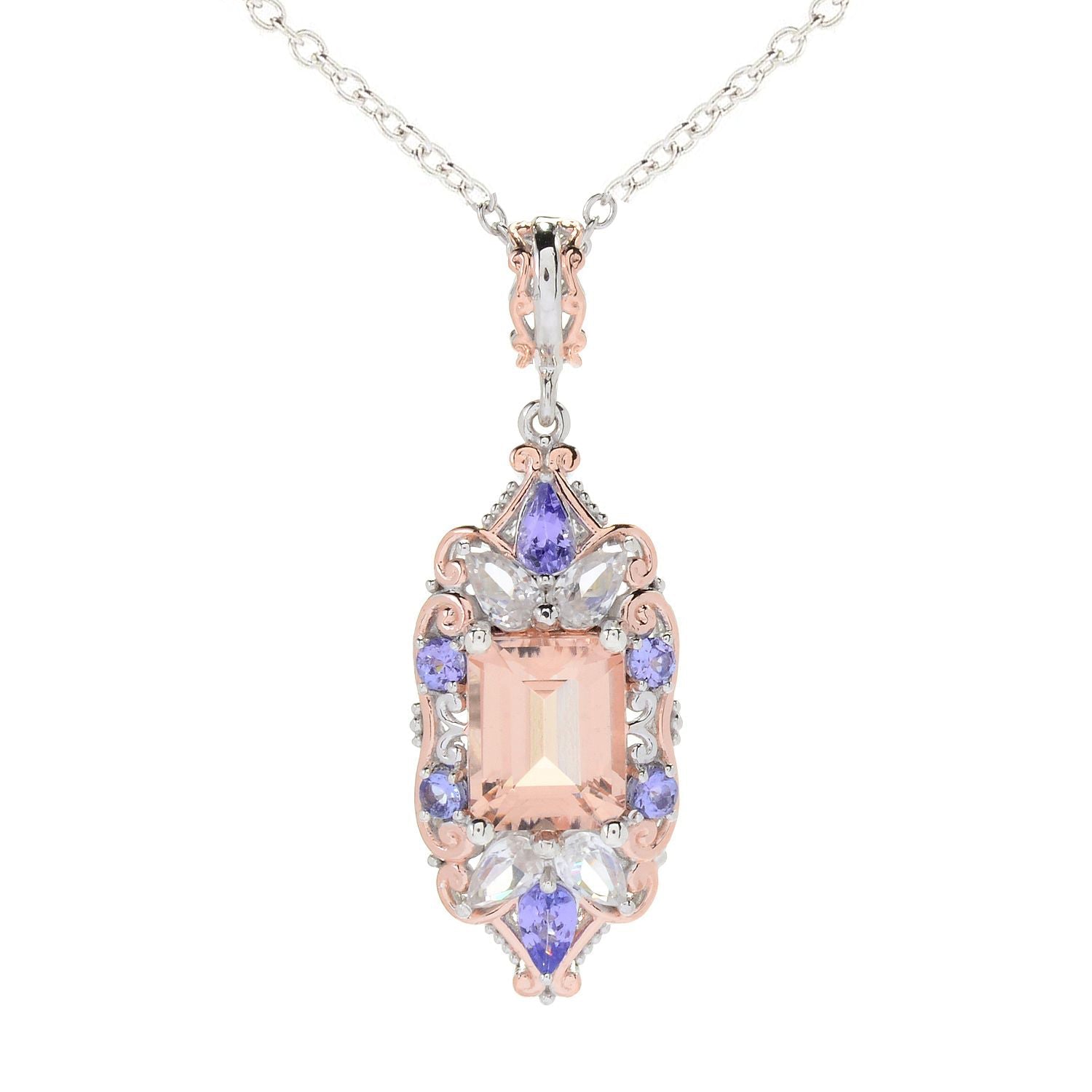 Gems en Vogue 4.68ctw Peach Morganite & Gemstone Pendant