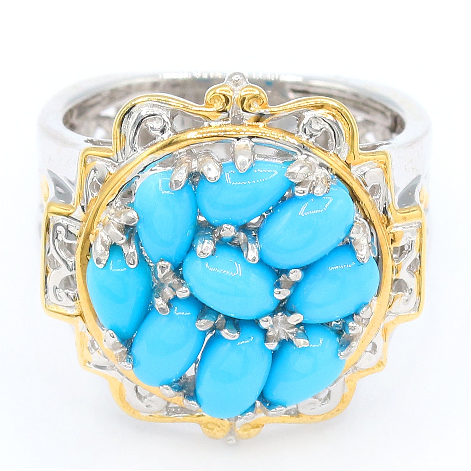 Gems en Vogue Multi Sleeping Beauty Turquoise Cluster Ring