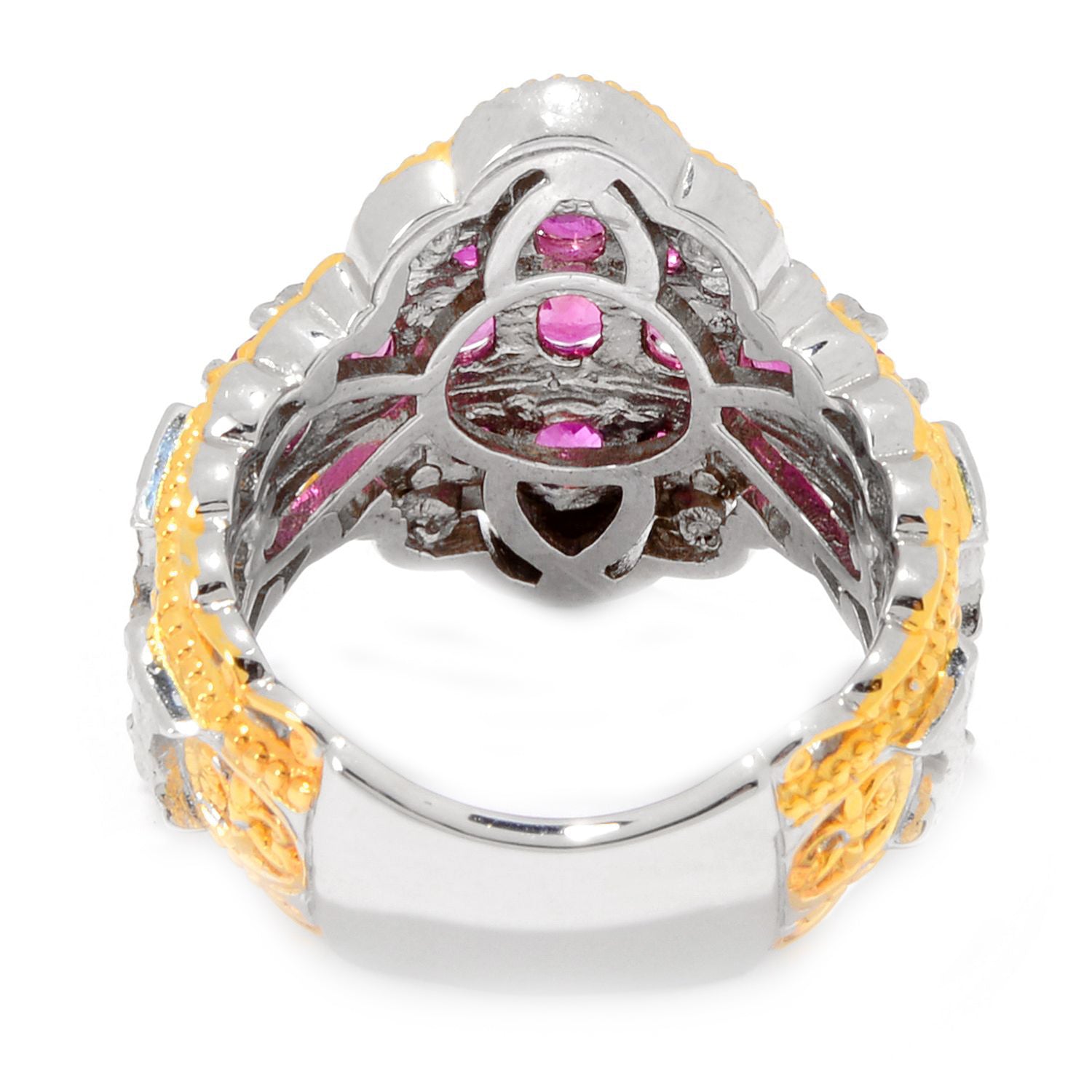 Gems en Vogue 2.52ctw Ruby Diamond Cut Scalloped Edge Cluster Ring