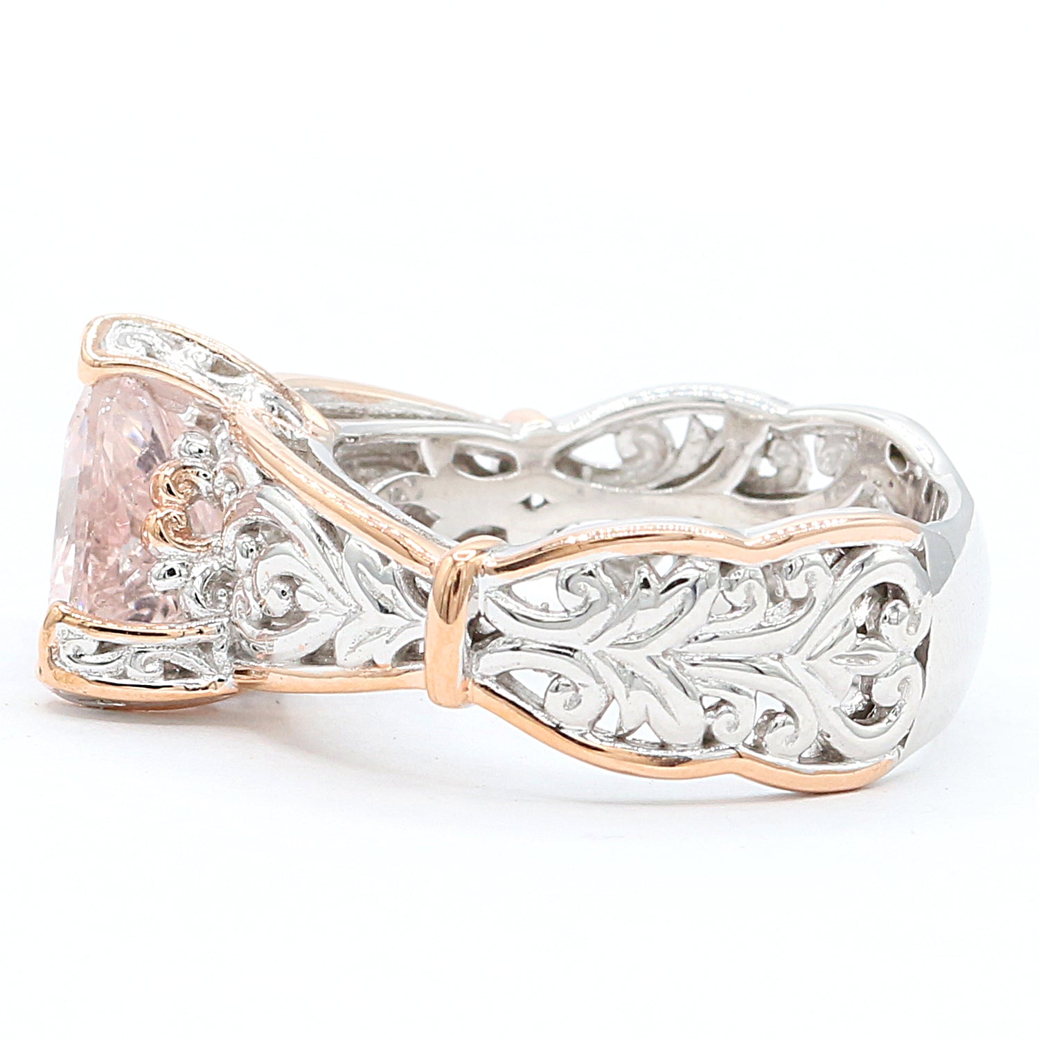 Gems en Vogue 2.10ctw Pastel Morganite Trillion Ring