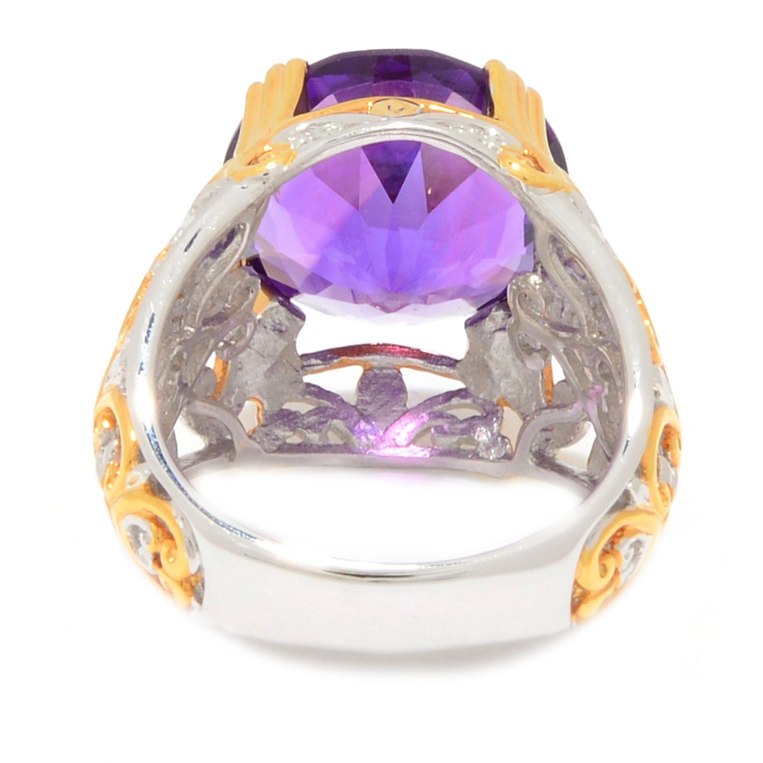 Gems en Vogue 5.05ctw Ametista do Sul Amethyst & White Zircon Cocktail Ring