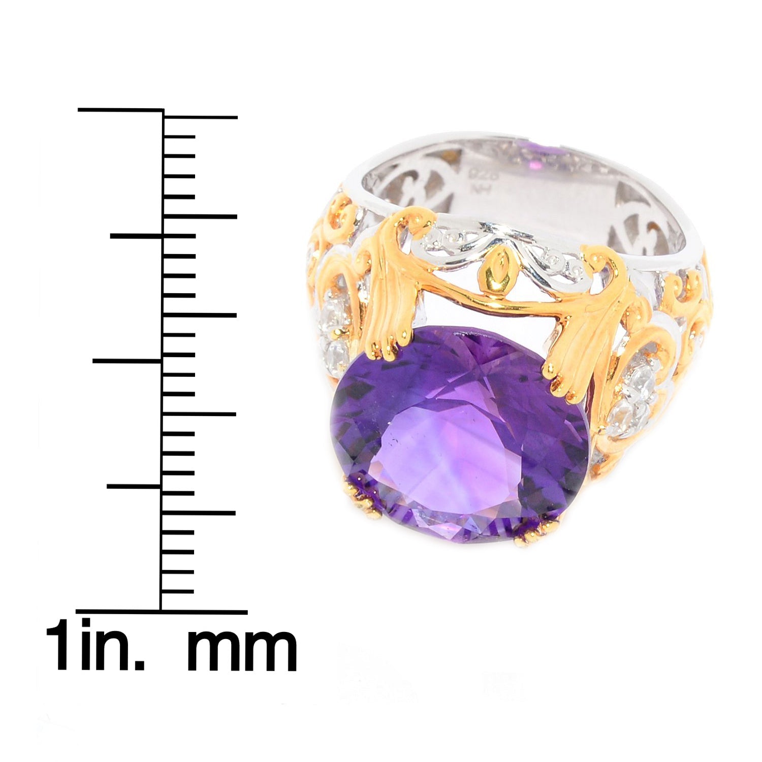 Gems en Vogue 5.05ctw Ametista do Sul Amethyst & White Zircon Cocktail Ring