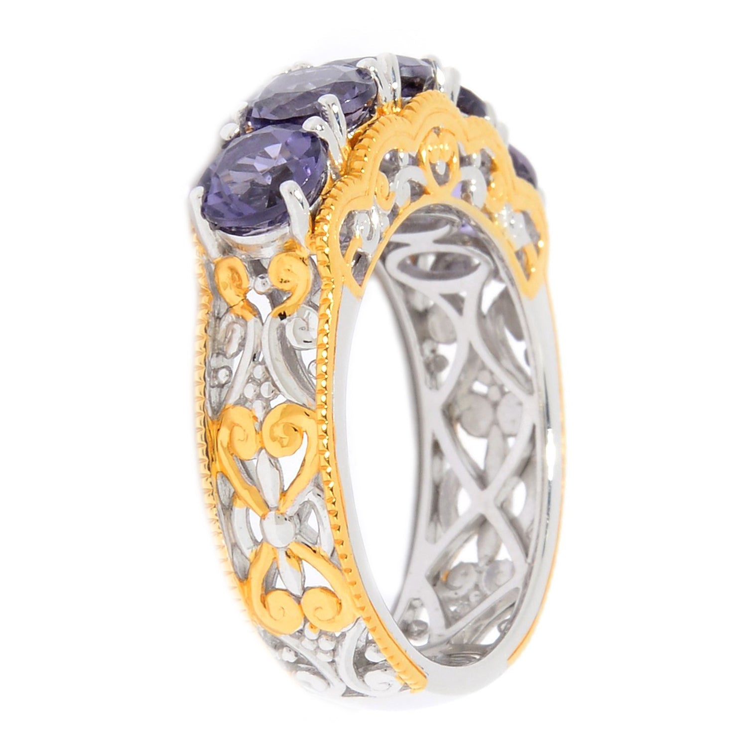 Gems en Vogue 2.49ctw Blue Amethyst 5-Stone Band Ring