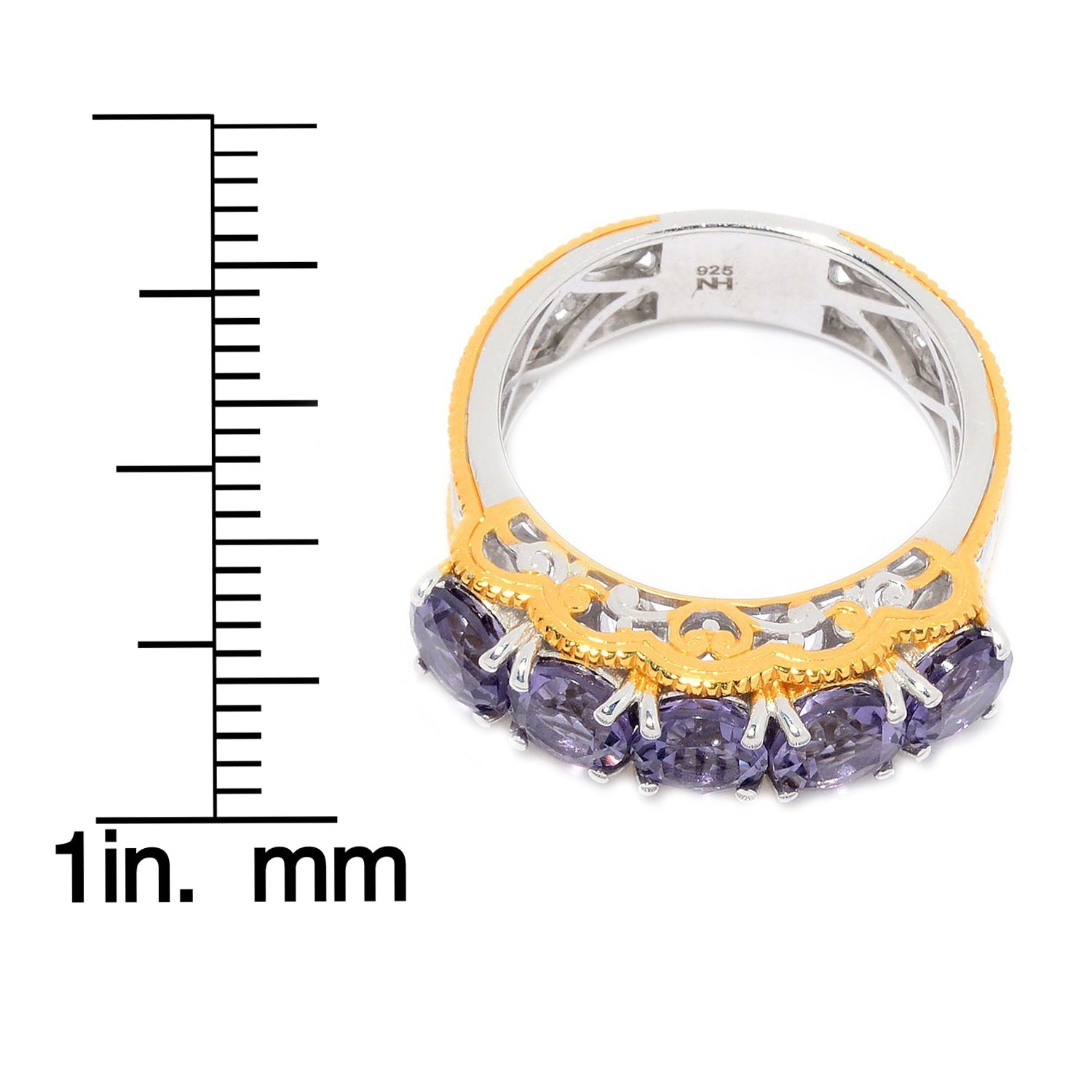 Gems en Vogue 2.49ctw Blue Amethyst 5-Stone Band Ring