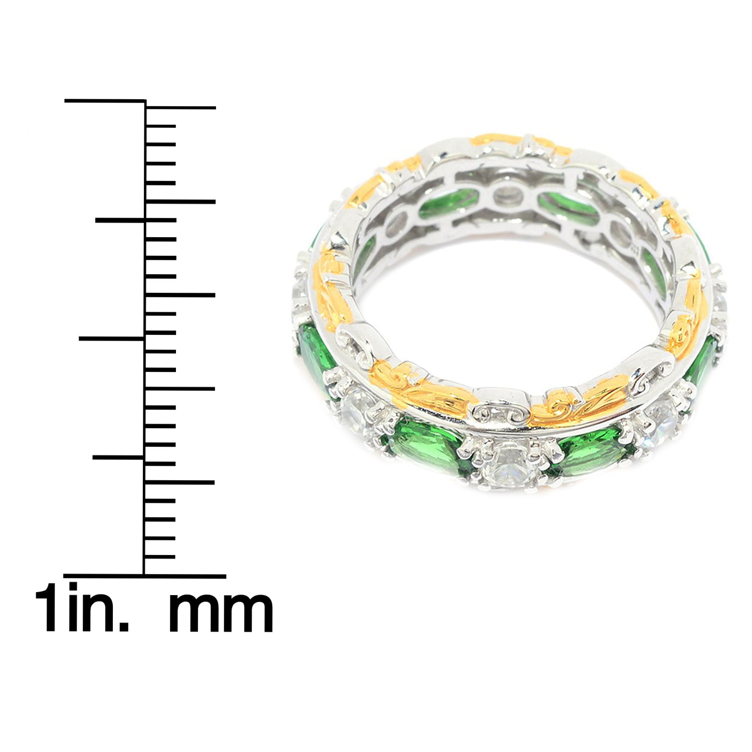 Gems en Vogue 3.08ctw Tsavorite & White Zircon Eternity Band Ring