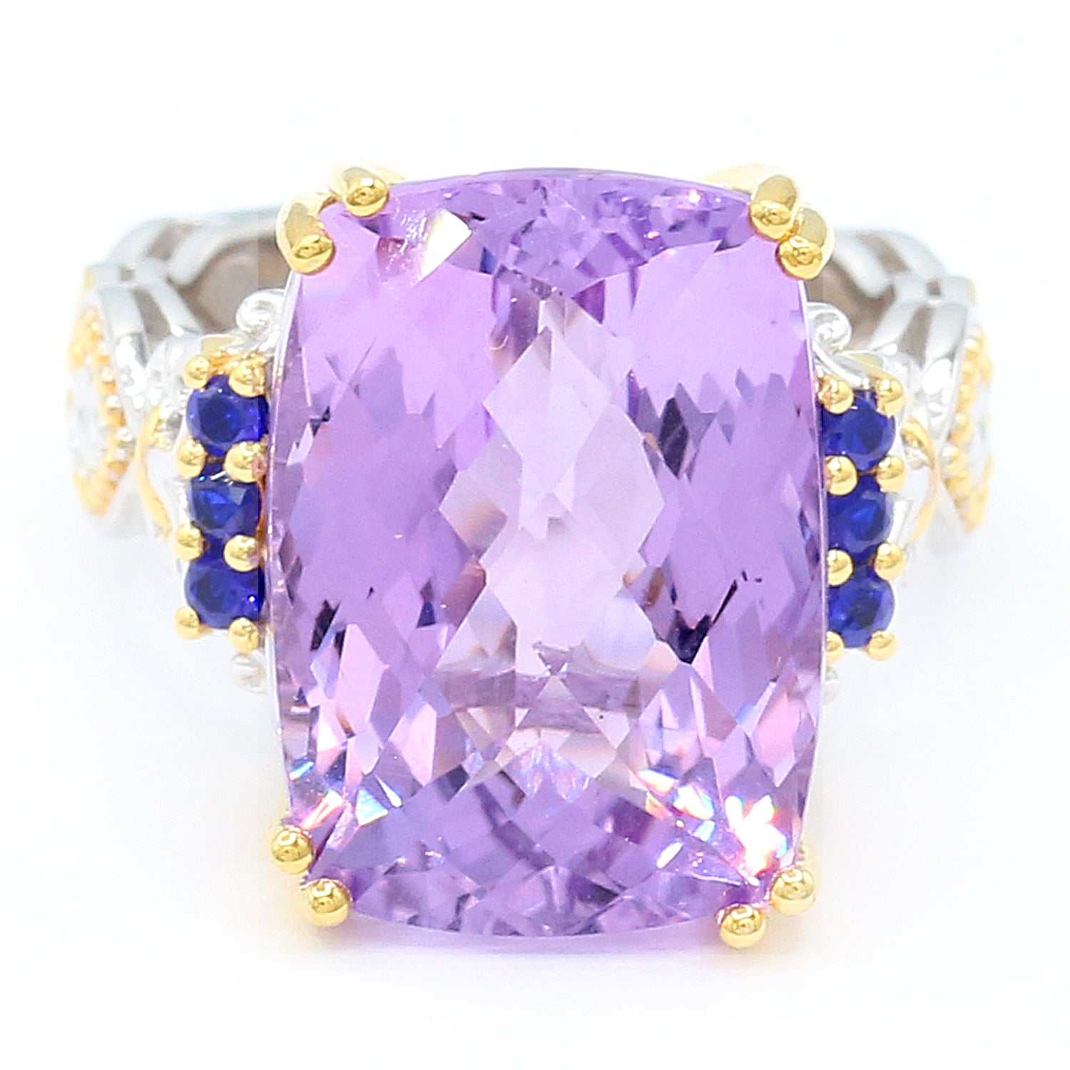 Gems en Vogue 13.78ctw Brazilian Amethyst & Cobalt Blue Spinel Ring