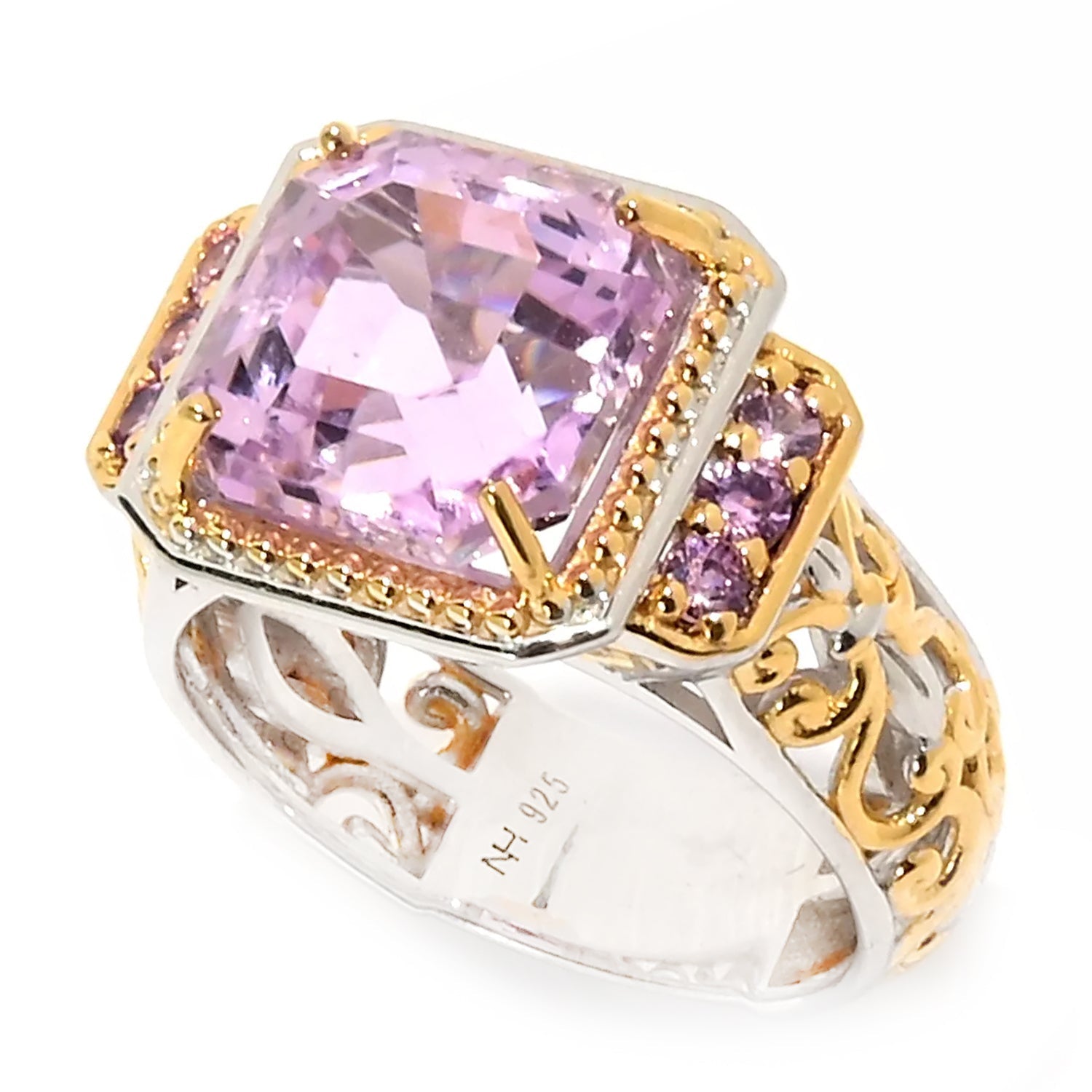 Gems en Vogue 5.80ctw Kunzite Light Pink Sapphire Ring