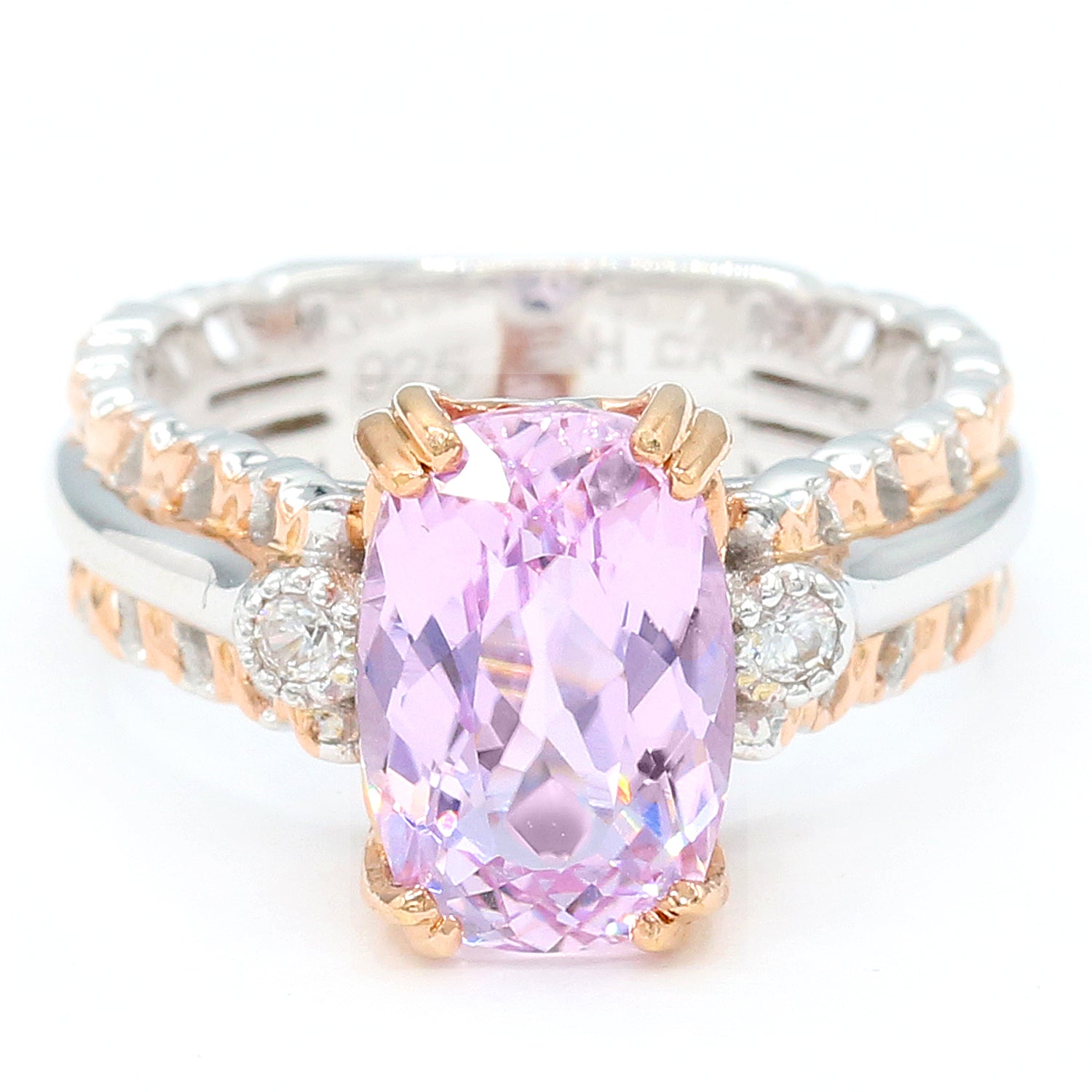 Gems en Vogue 5.49ctw Kunzite & White Zircon Ring