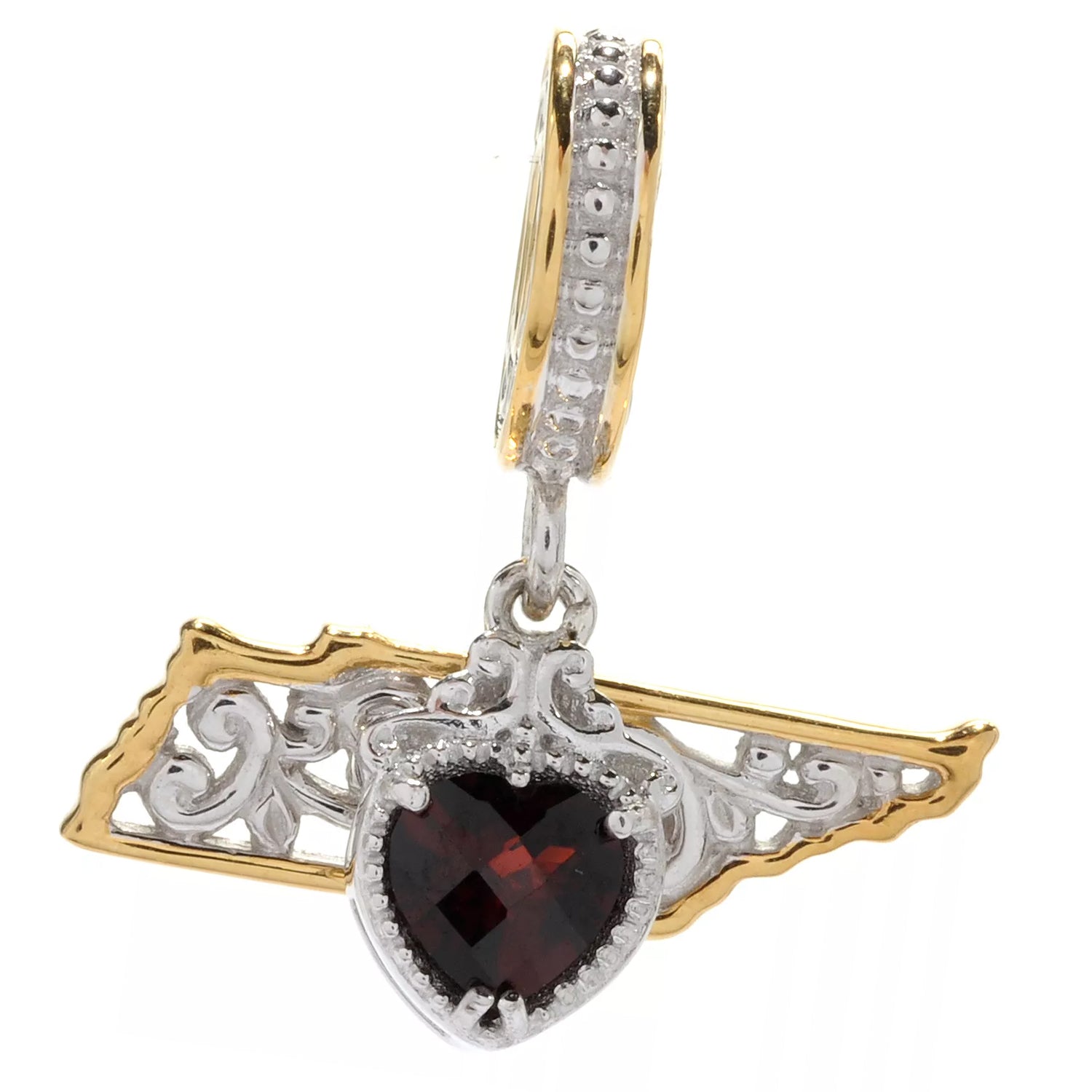 Gems en Vogue 1.0ctw Garnet Heart & United States Drop Charm