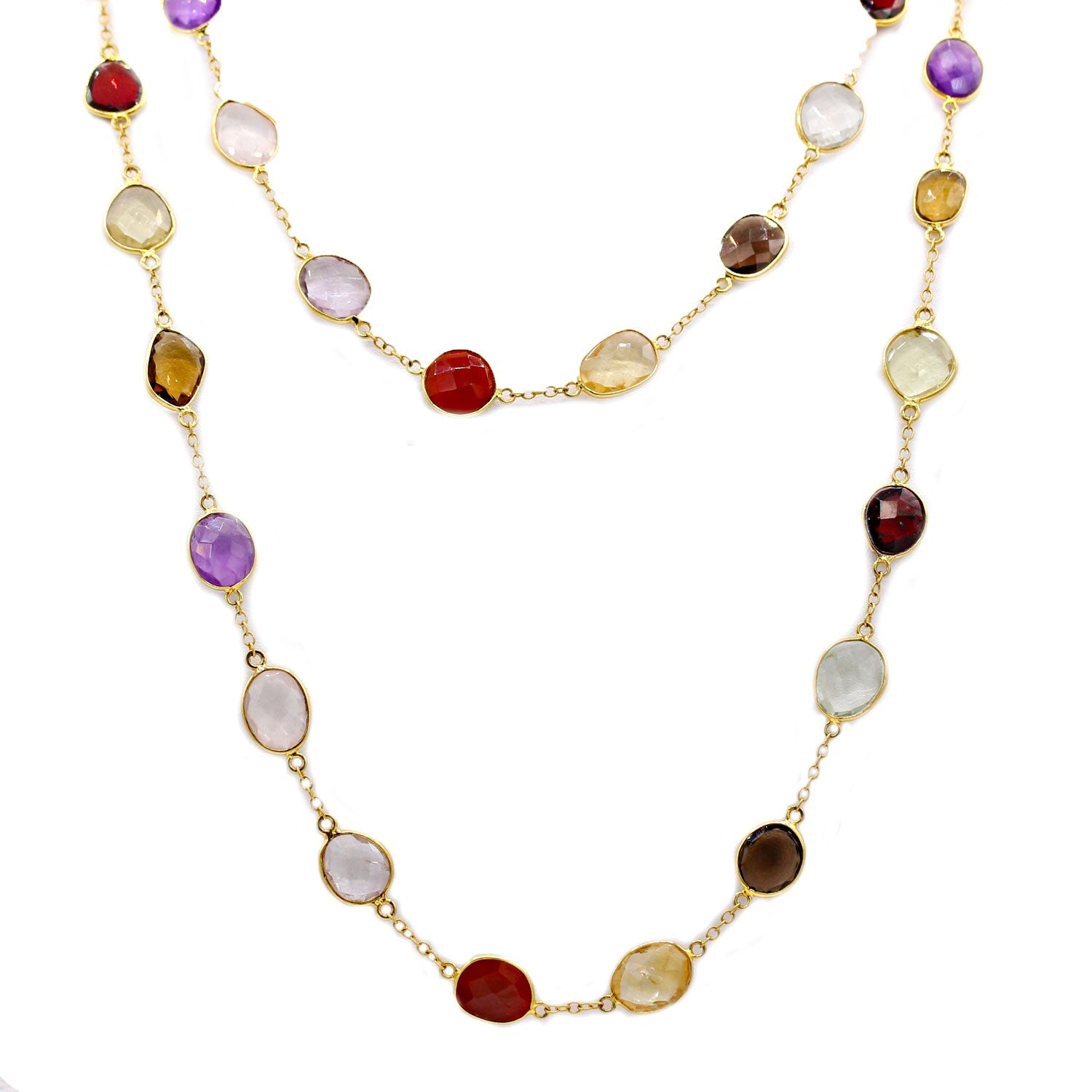 Garnet Gemstone Beaded Long Wrap Necklace
