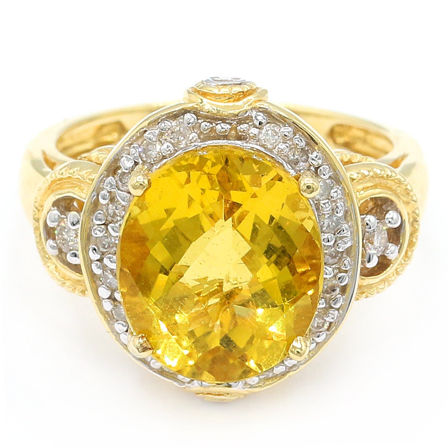 Gems en Vogue Luxe Collection 18K Yellow Gold 4.78ctw Yellow Beryl & D