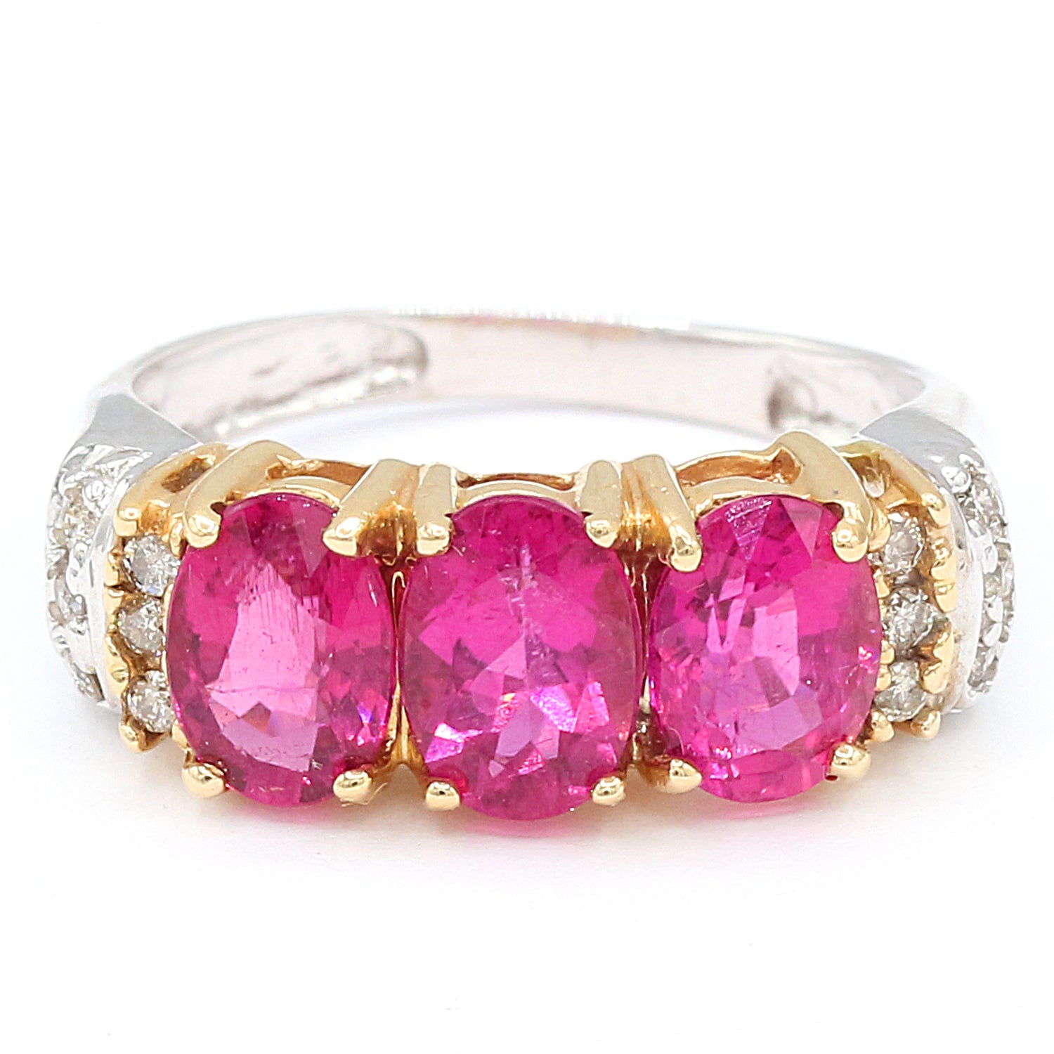 Pink Sapphire Engagement Ring - Oval - 2.23 ctw Pink Sapphire and White  Sapphire Ring - 14k yellow gold