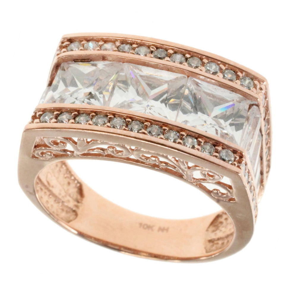 Signity 14K Rose Gold Cubic Zirconia Square Signet Ring