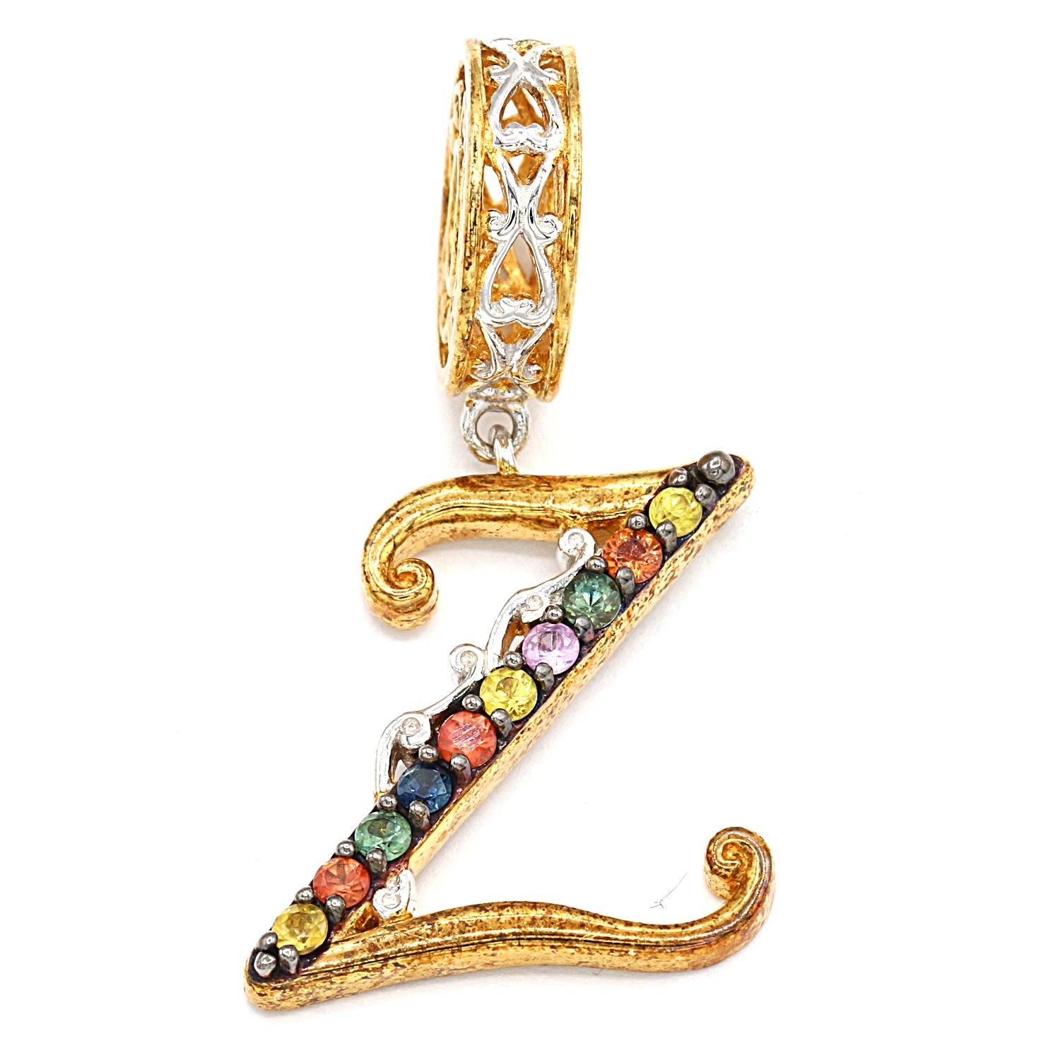Gems en Vogue Multi Sapphire Initial Drop Charm