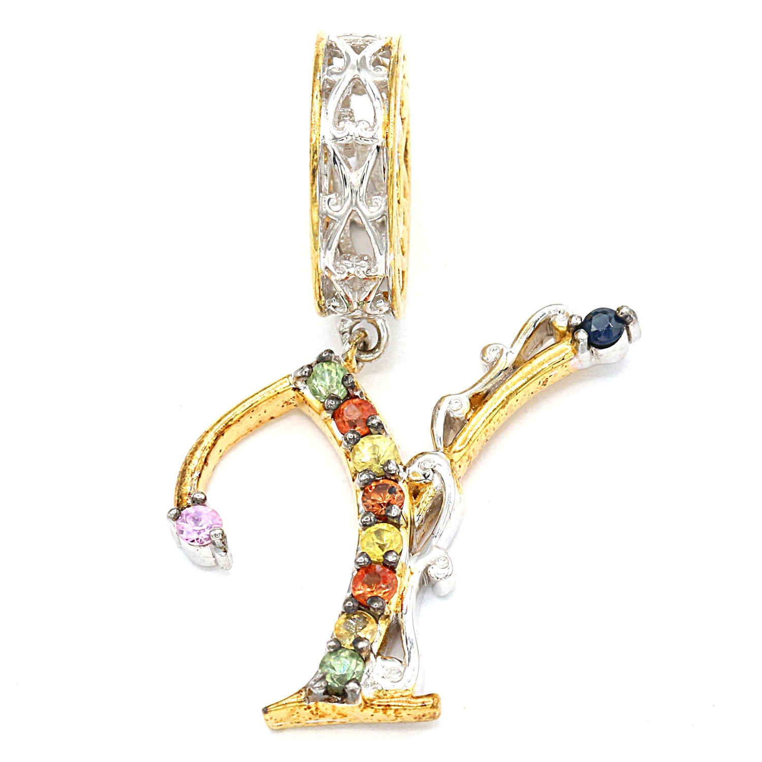 Gems en Vogue Multi Sapphire Initial Drop Charm