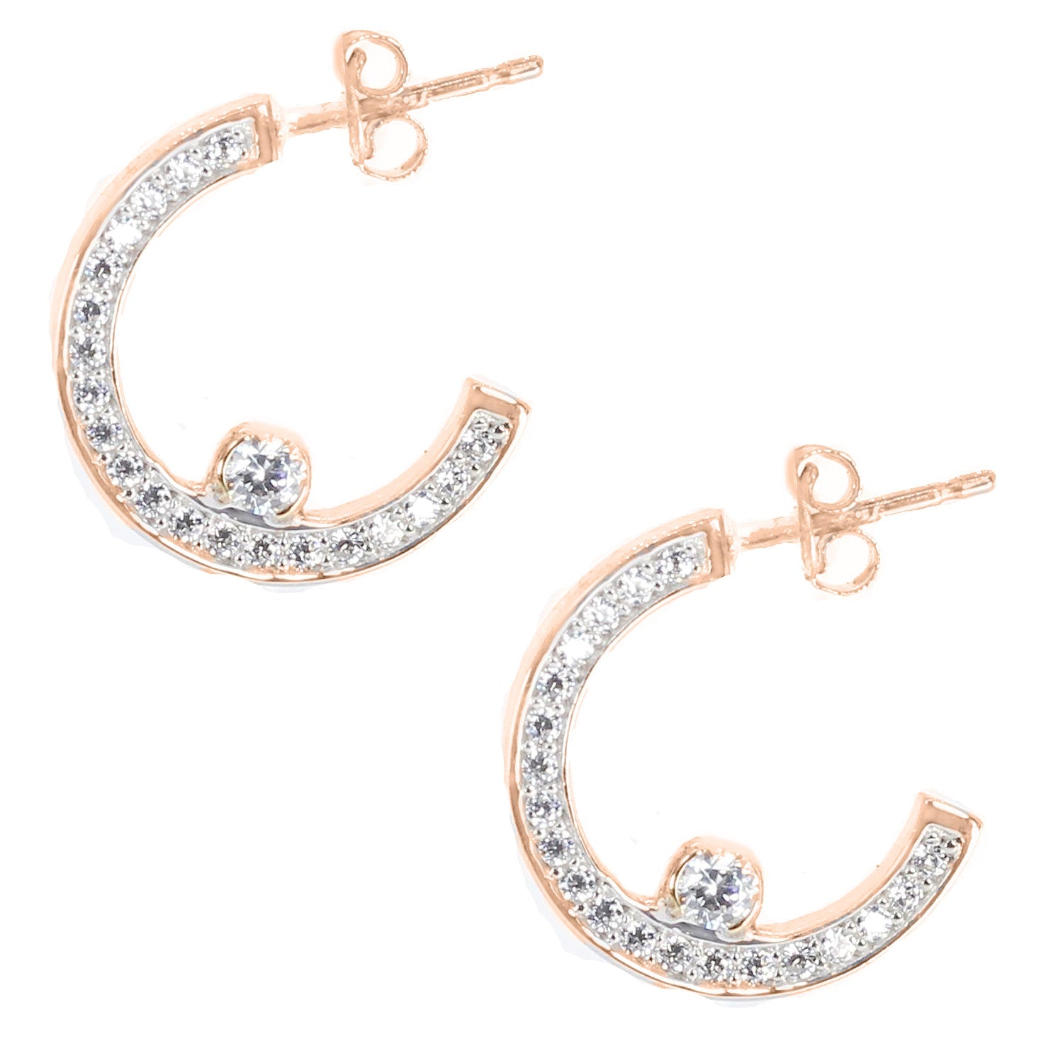 Signity Sterling Silver Cubic Zirconia J-Hoop Earrings