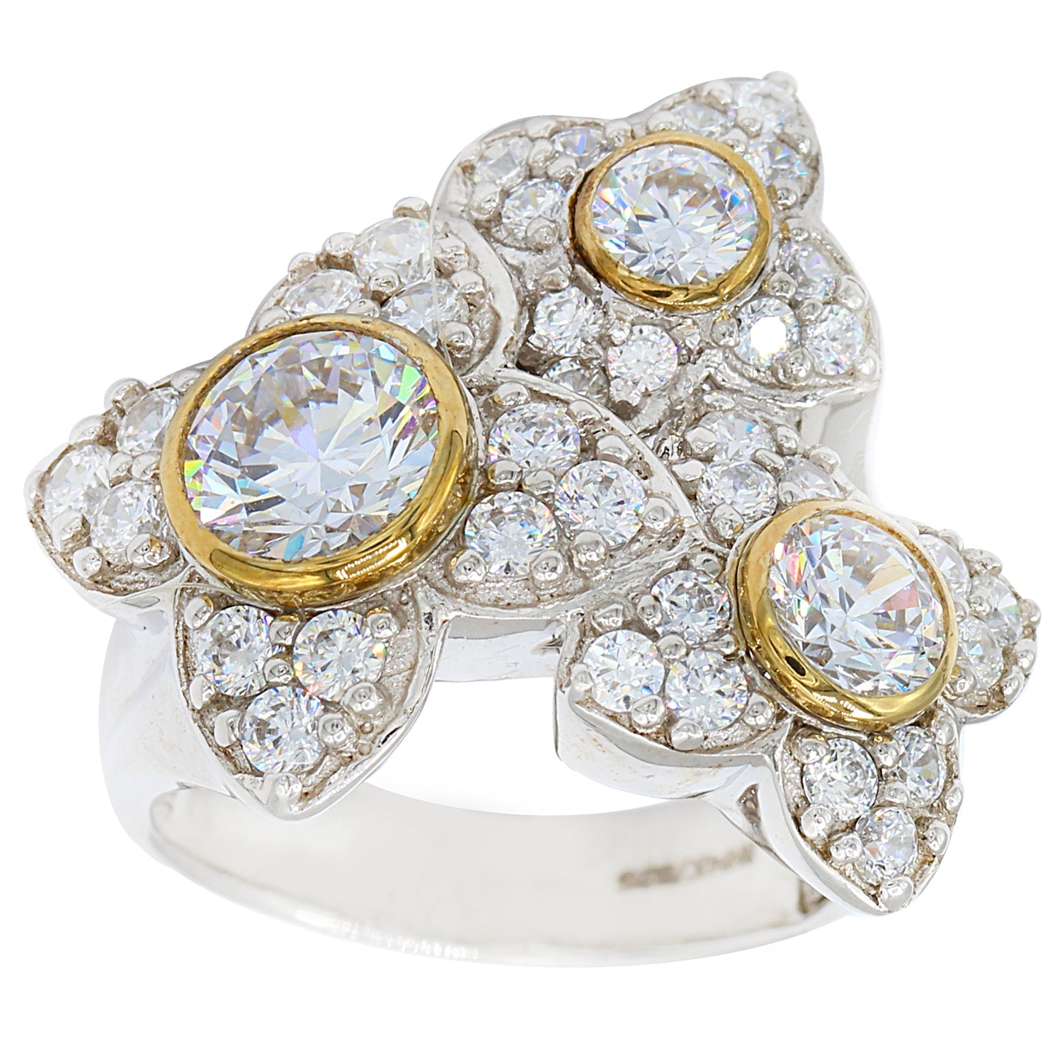 Signity 14K Gold and Sterling Silver Flower Ring