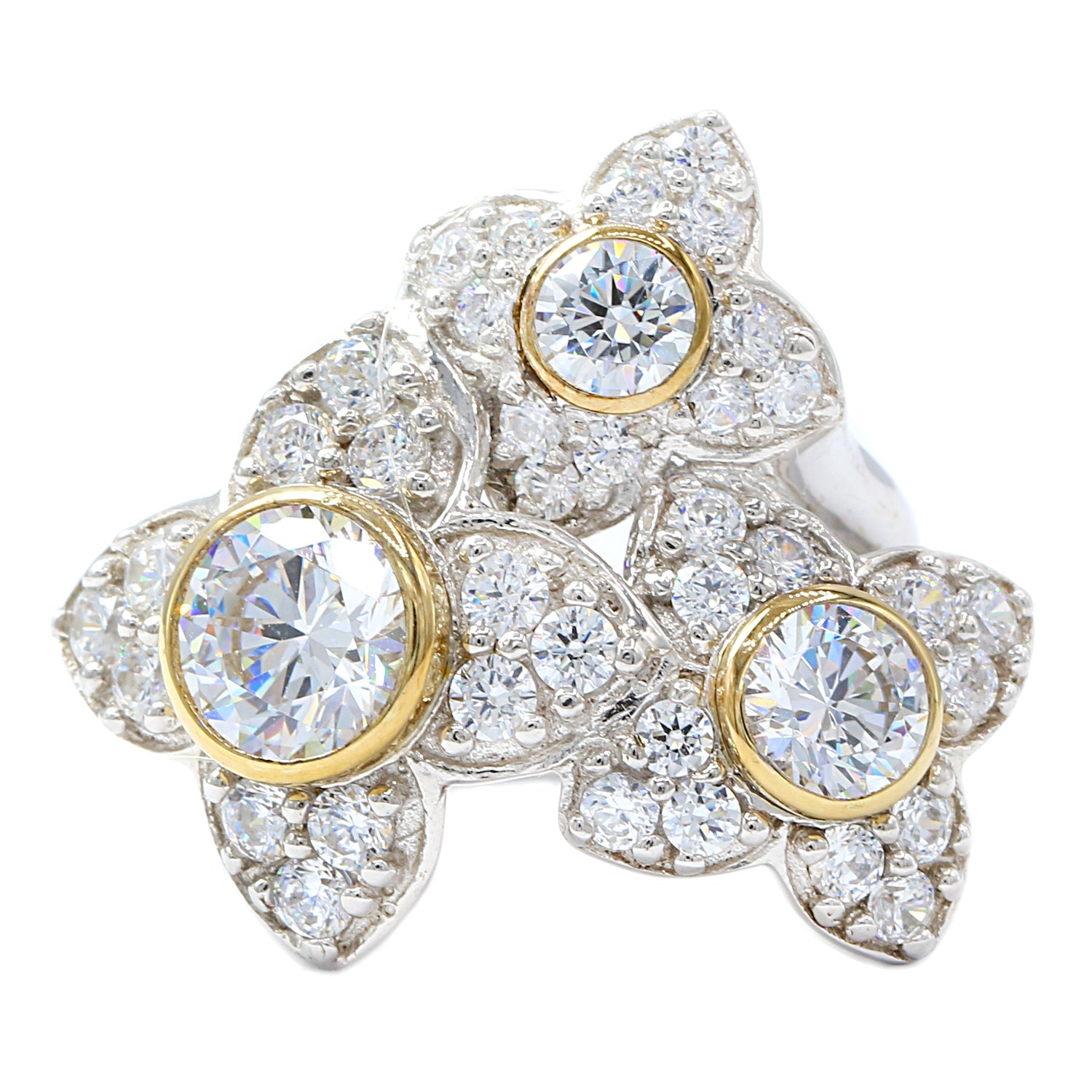 Signity 14K Gold and Sterling Silver Flower Ring