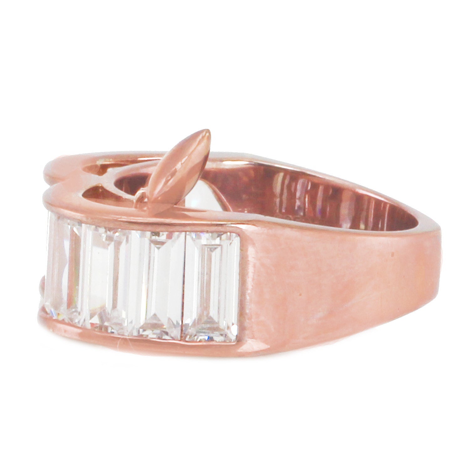 Signity Sterling Silver Baguette Cubic Zirconia Heart Ring - CANNOT BE RESIZED.