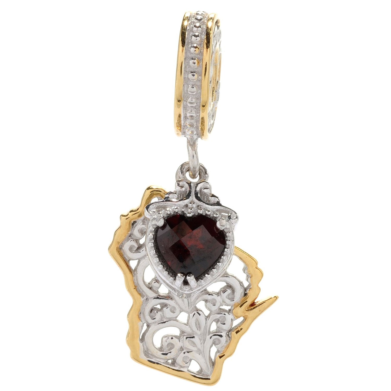 Gems en Vogue 1.0ctw Garnet Heart & United States Drop Charm