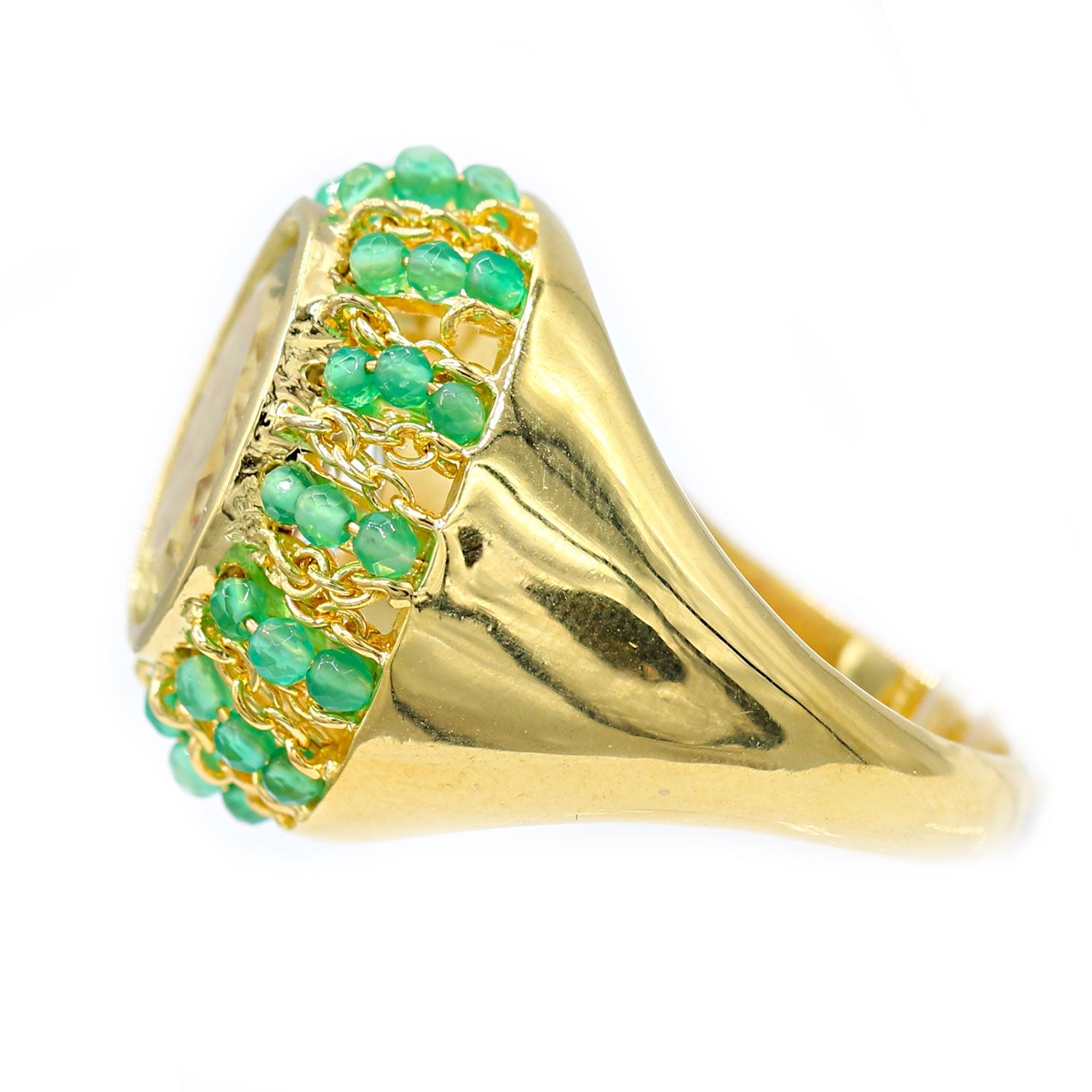 Kristen Amato Prasiolite & Green Chalcedony Chain Accent Ring