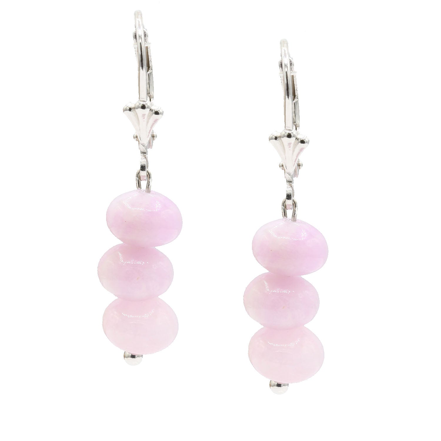 Gems en Vogue Opaque Roundelle Kunzite Drop Earrings