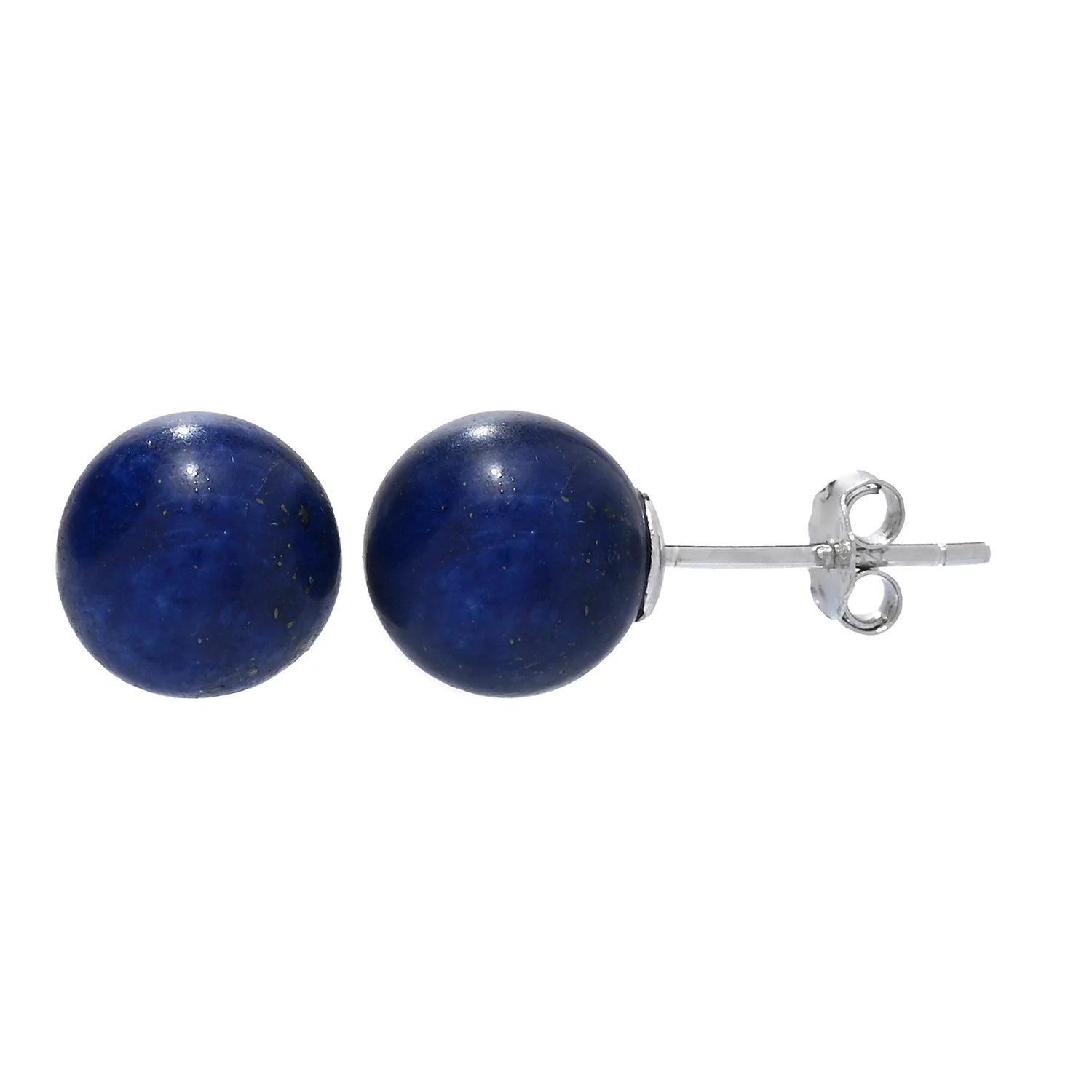 Gems en Vogue 24K Palladium Silver Lapis Bead Moon & Star Pendant & Stud Earrings Set
