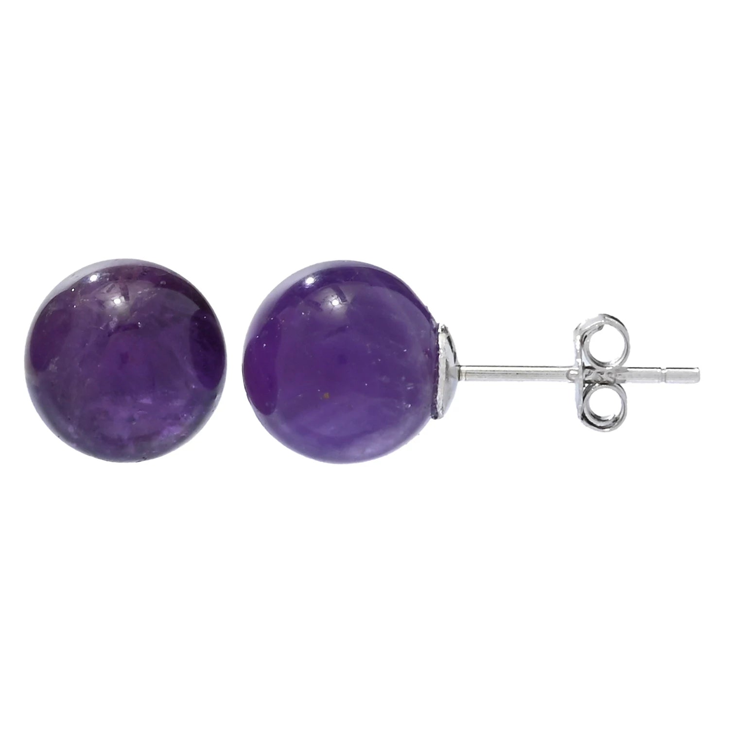 Gems en Vogue 24K Palladium Silver Amethyst Bead Fairy Pendant & Stud Earrings Set