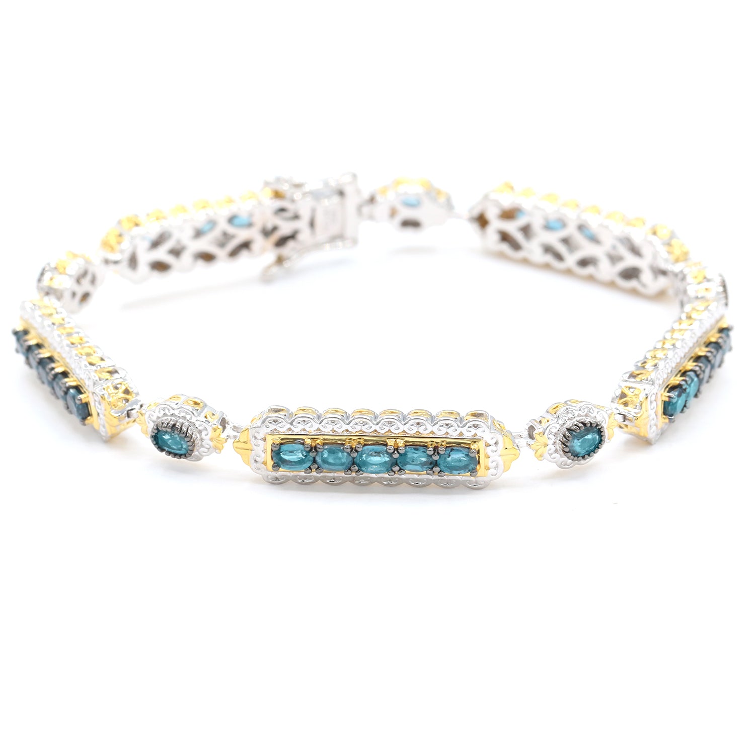 Gems en Vogue 7.20ctw Teal Kyanite Bracelet