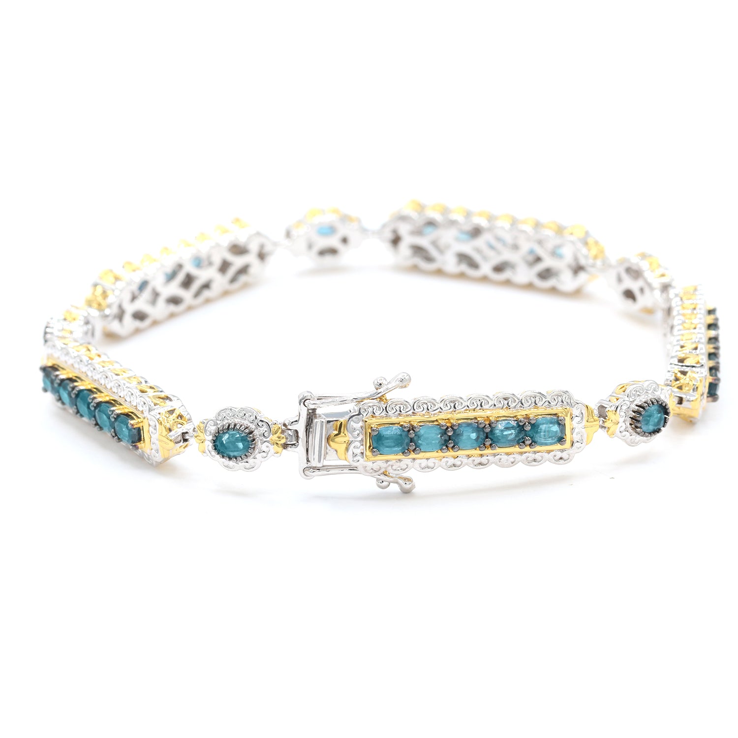 Gems en Vogue 7.20ctw Teal Kyanite Bracelet