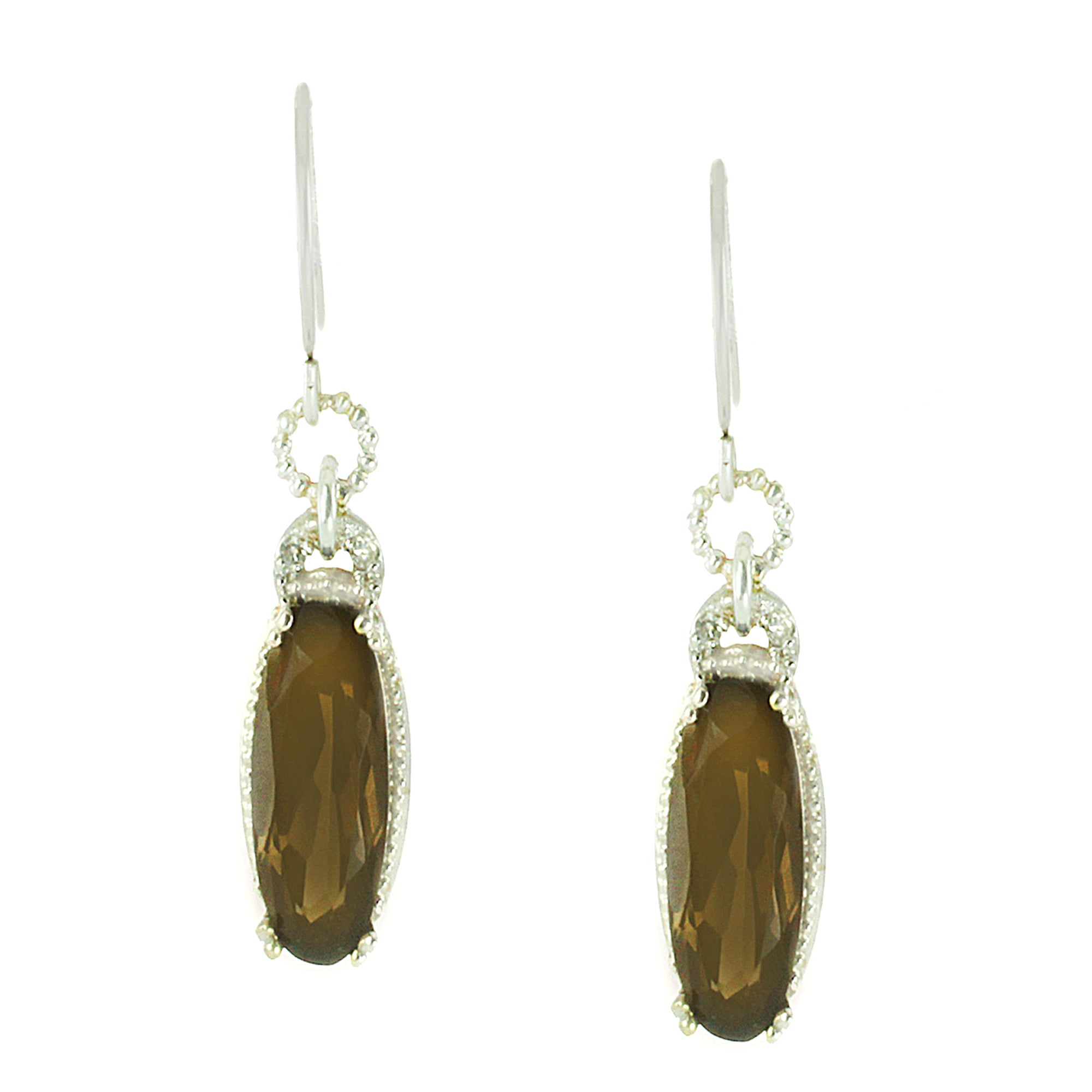 Golden Jewel 10K White Gold 4.00ctw Smoky Quartz Drop Earrings