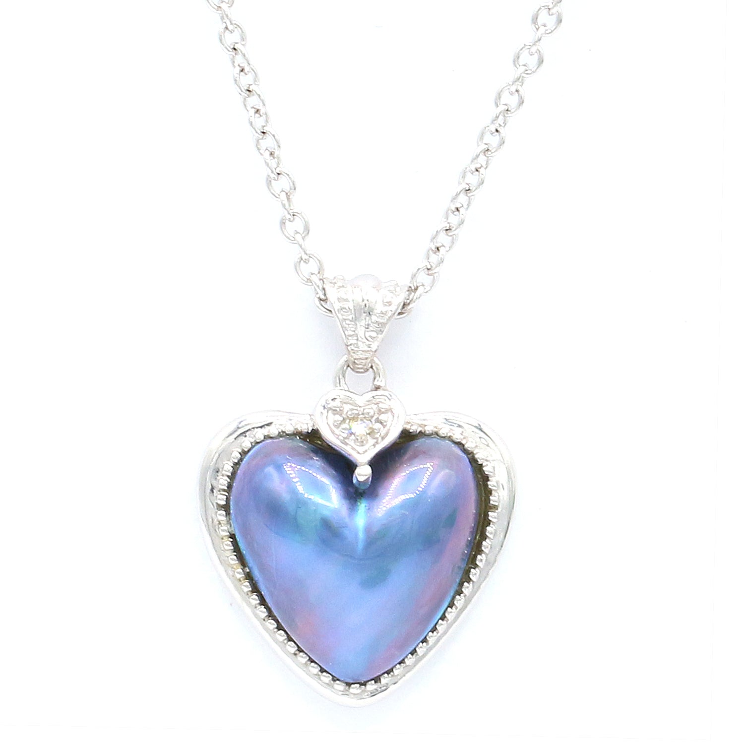 Gems en Vogue Peacock Mabe Pearl & Diamond Heart Pendant