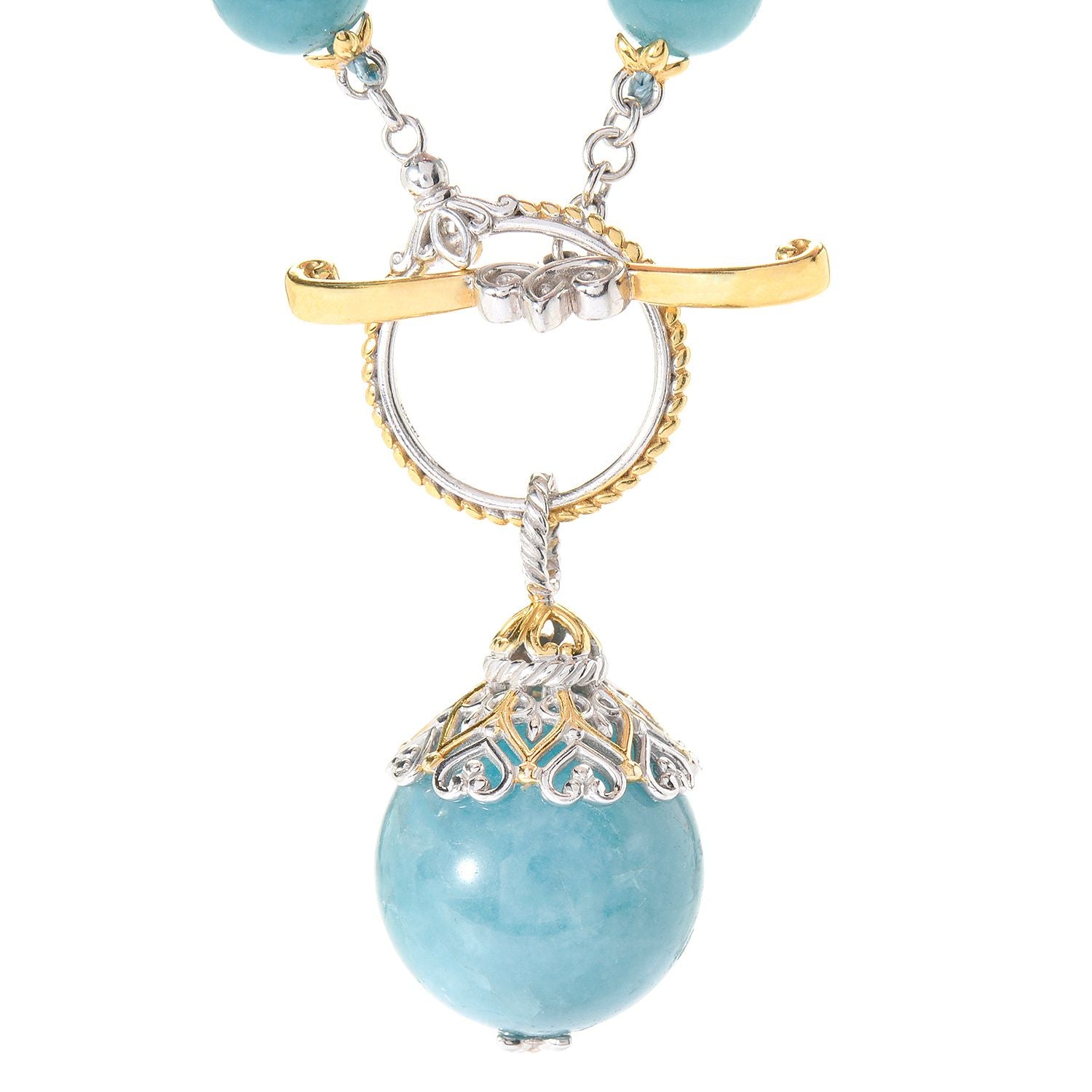 Bracelet à bascule Gems en Vogue en aigue-marine laiteuse, perle grise et saphir bleu