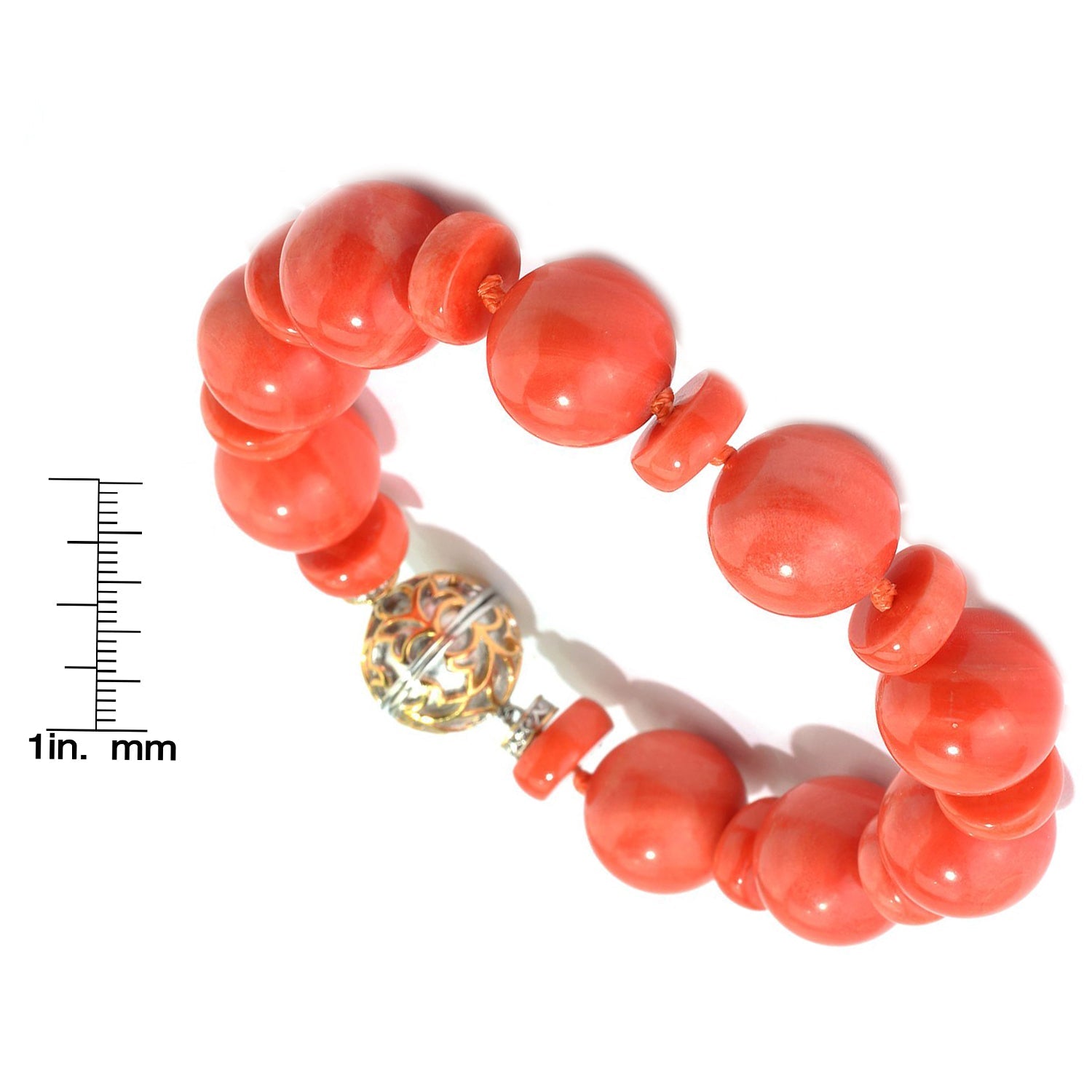 Gems en Vogue Salmon Bamboo Coral Beaded Bracelet