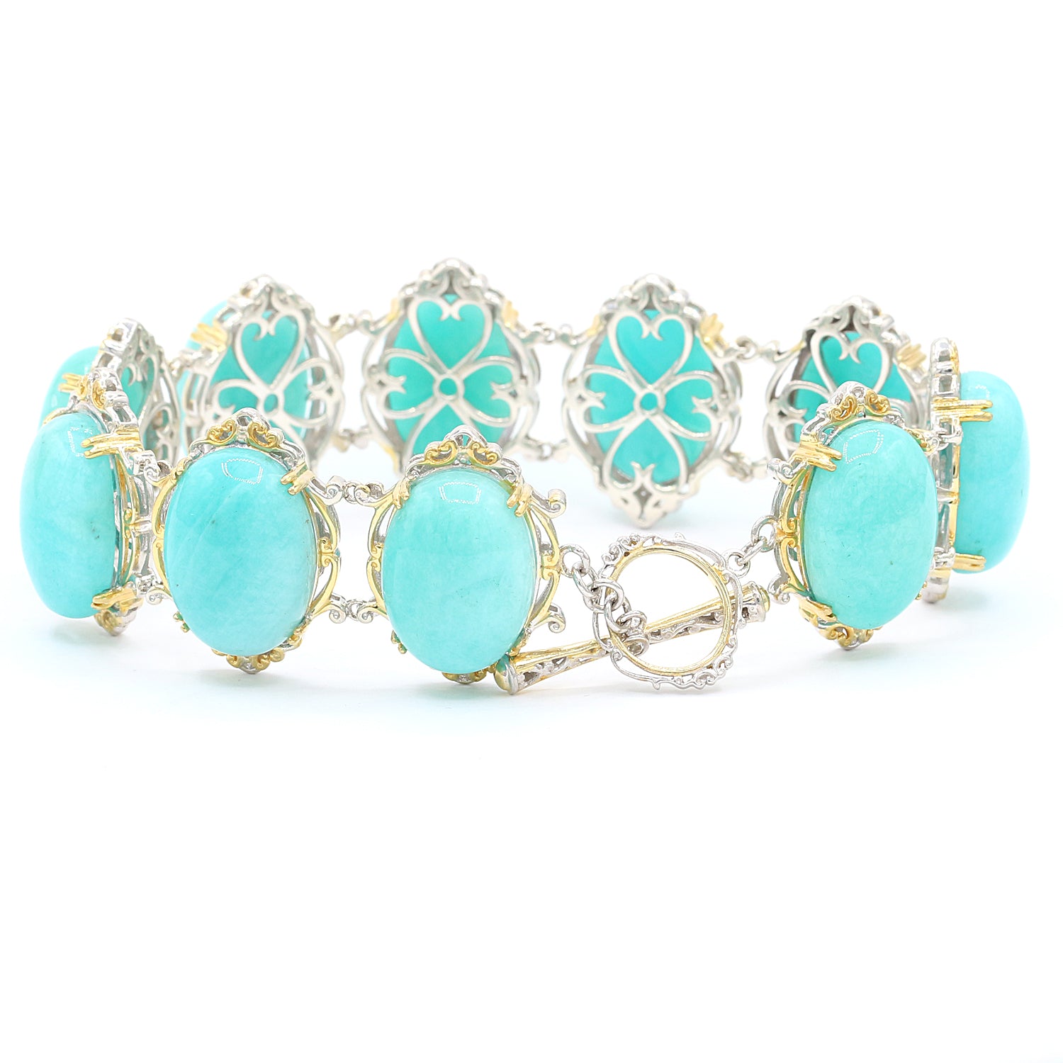 Gems en Vogue Amazonite & White Topaz Toggle Bracelet