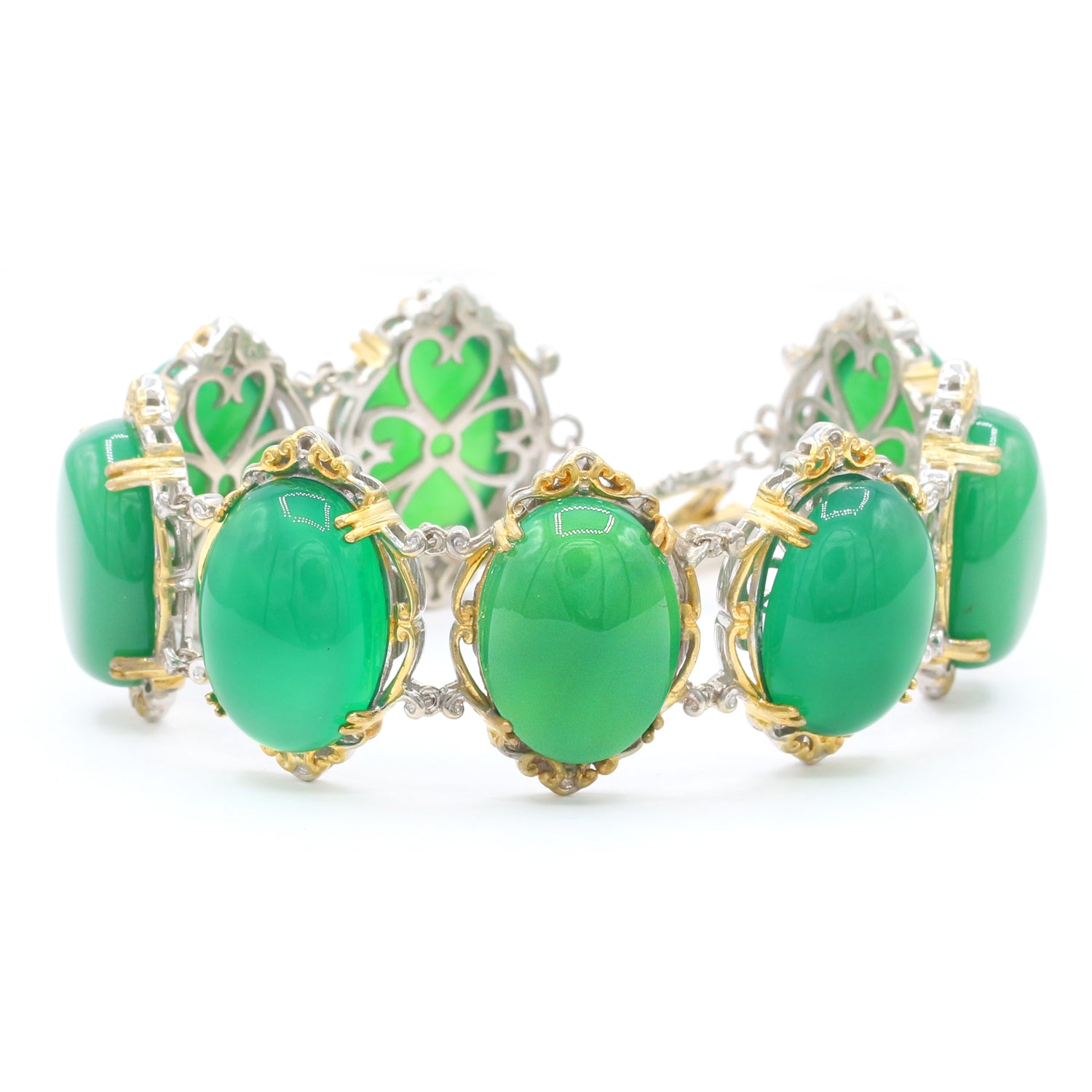 Gems en Vogue Green Chalcedony & White Topaz Toggle Bracelet