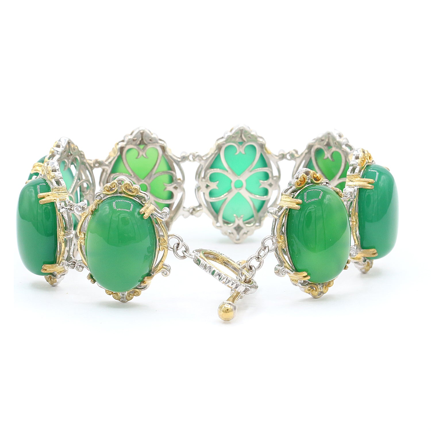 Gems en Vogue Green Chalcedony & White Topaz Toggle Bracelet