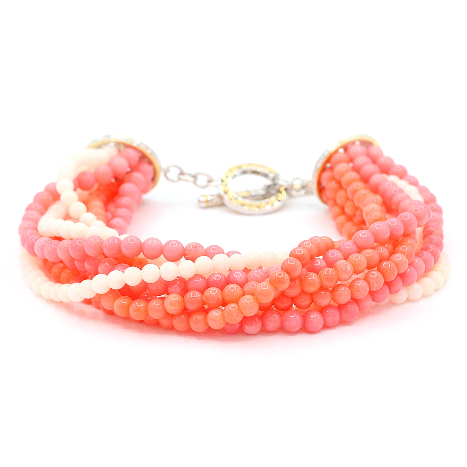 Gems en Vogue Multi Strand Choice of Color Salmon Coral Bead Bracelet