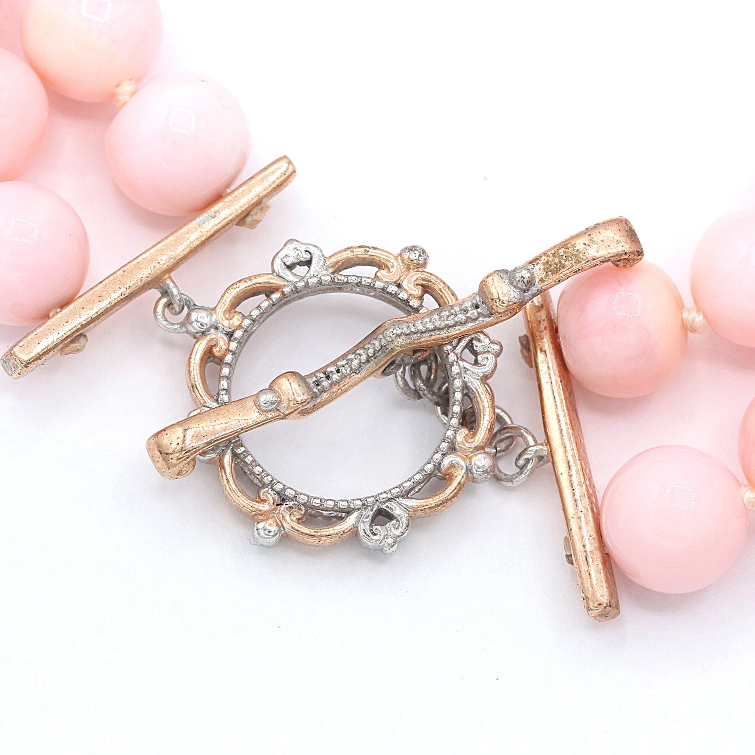 Gems en Vogue Pink Opal Double Strand Toggle Bracelet