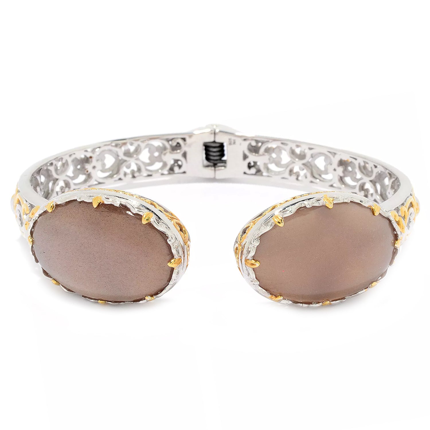 Gems en Vogue Choice of Moonstone Hinged Cuff Bangle Bracelet