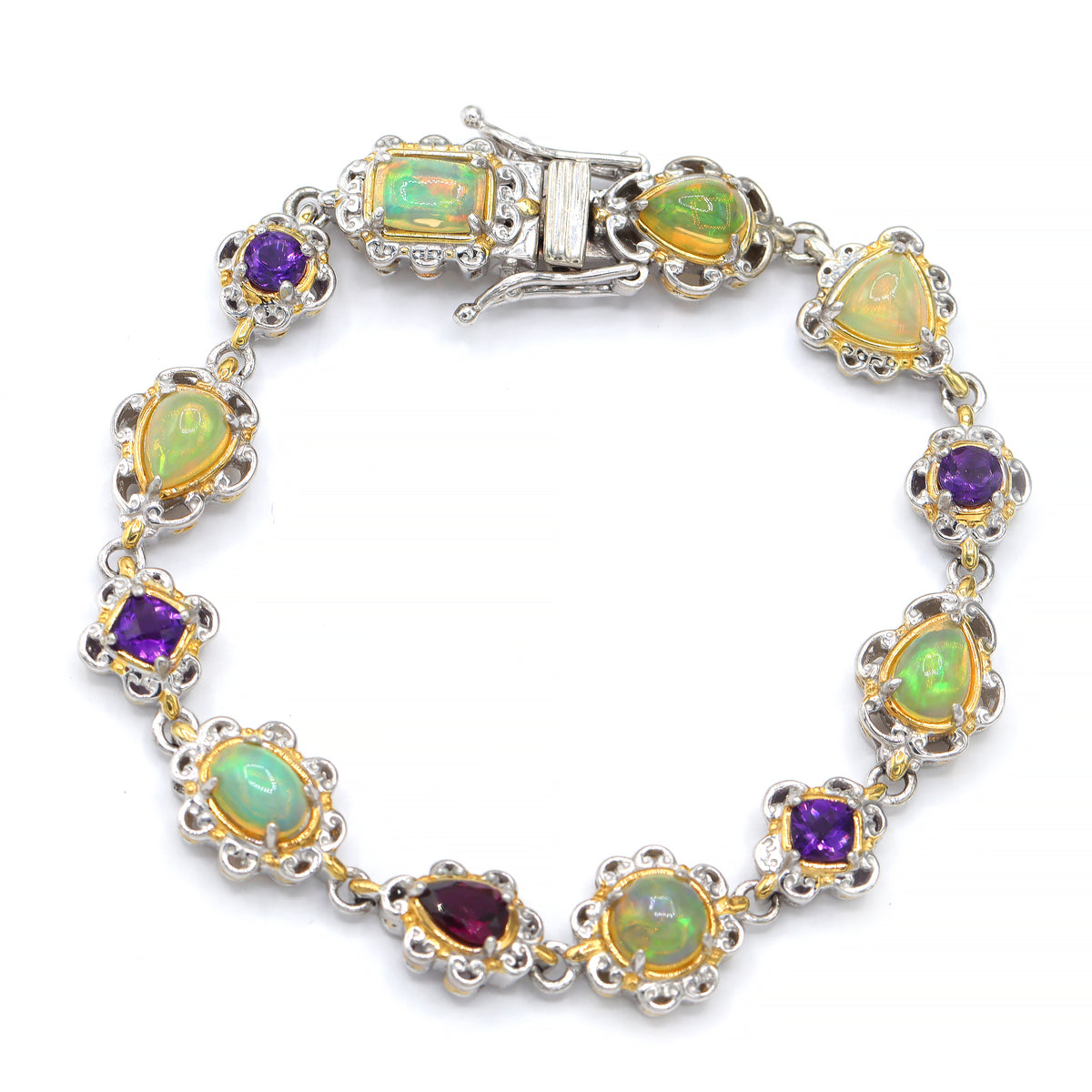 Gems en Vogue Bracelet Paraiba Opale et Pierres Multiples 7,79 carats
