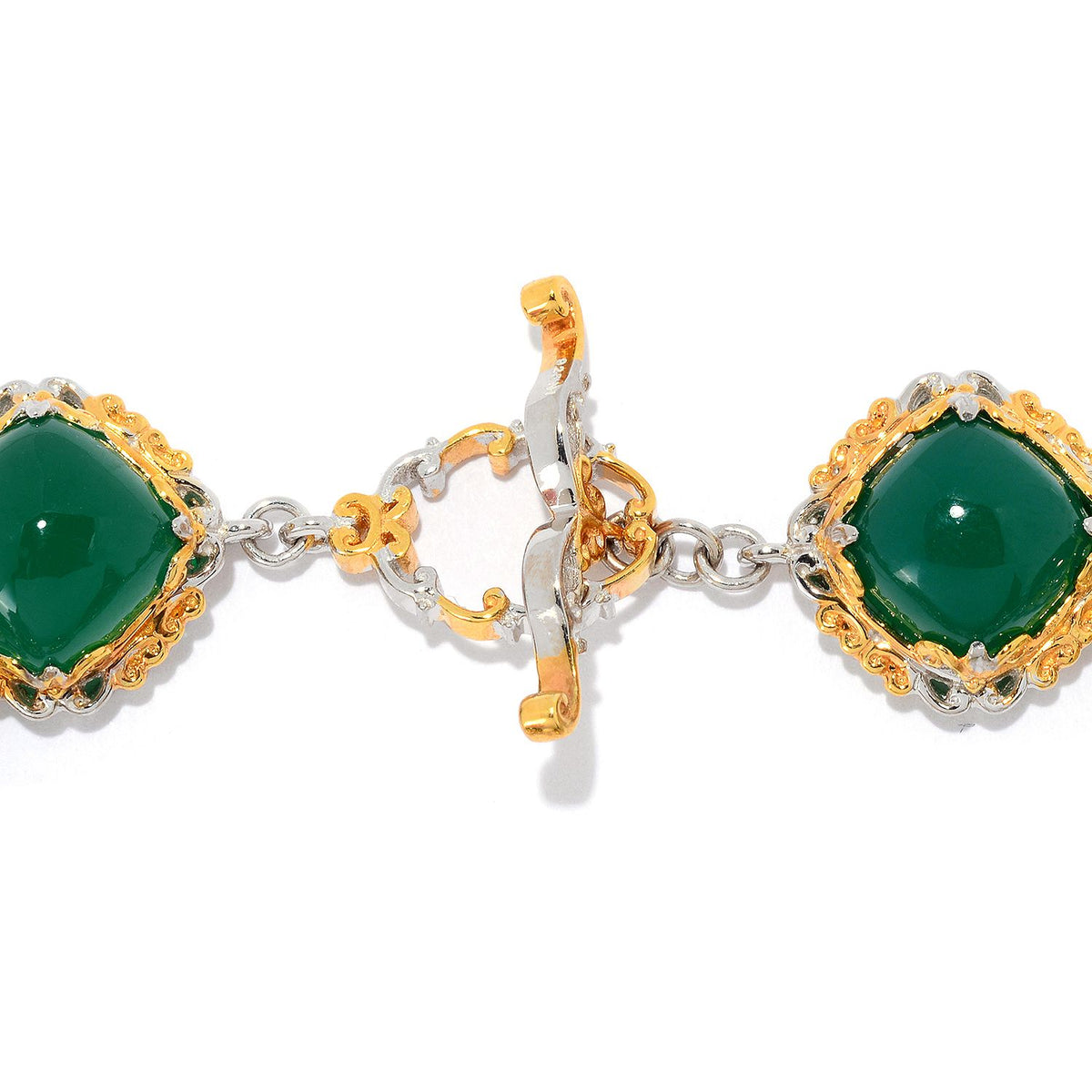 Gems en Vogue 24K Palladium Silver Green Chalcedony Toggle Bracelet